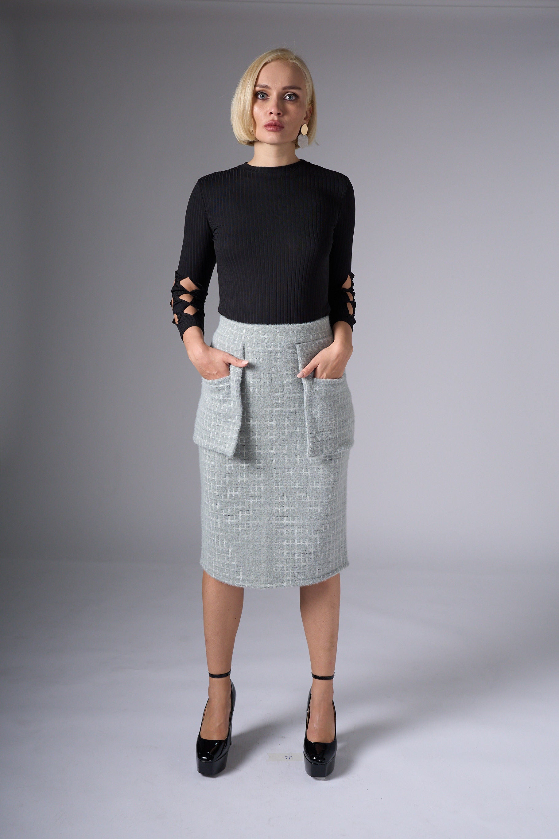 Pamela Pocket Skirt - Gray Whool