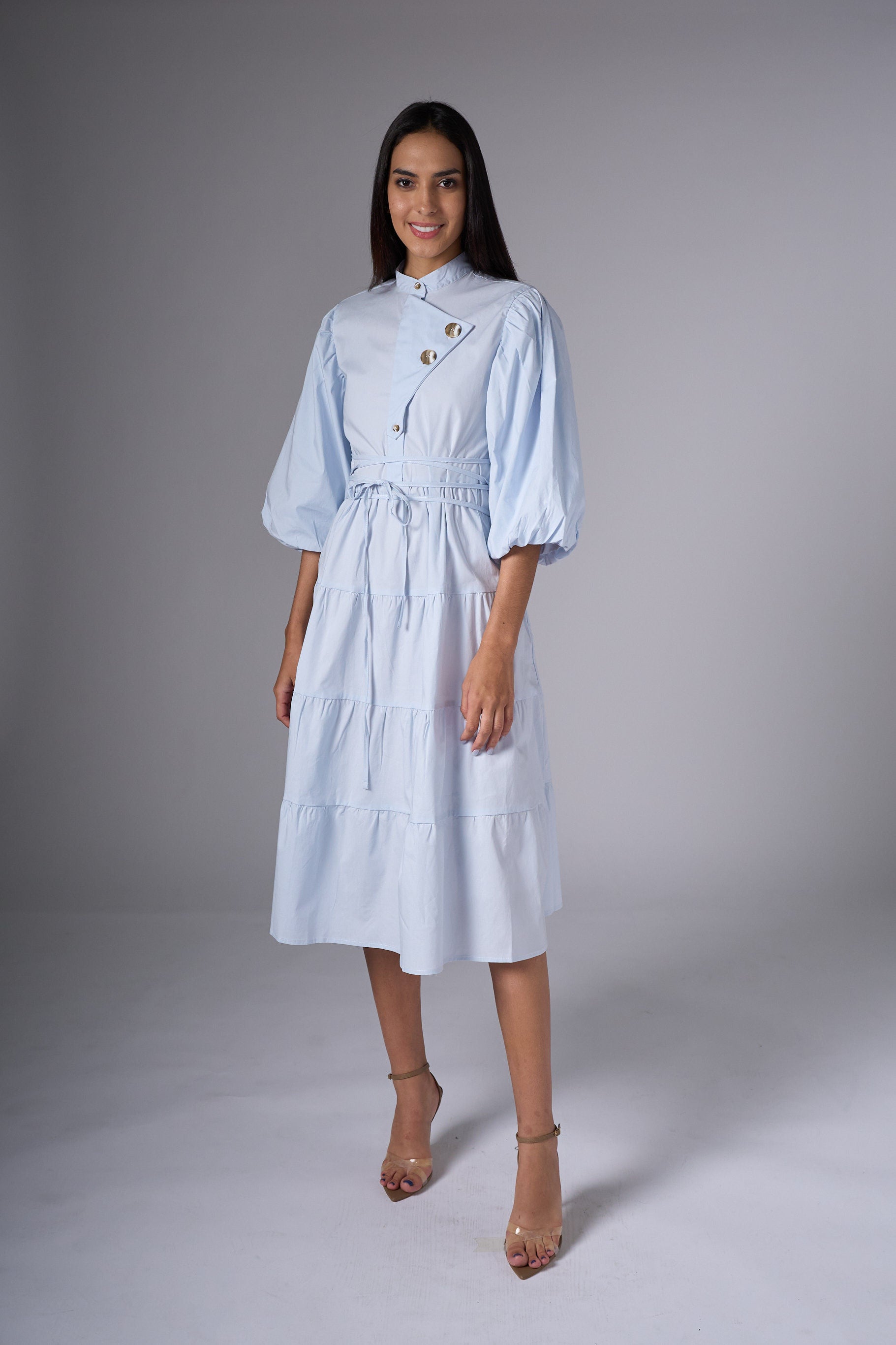 Male Side Buttoned Sky blue Dress