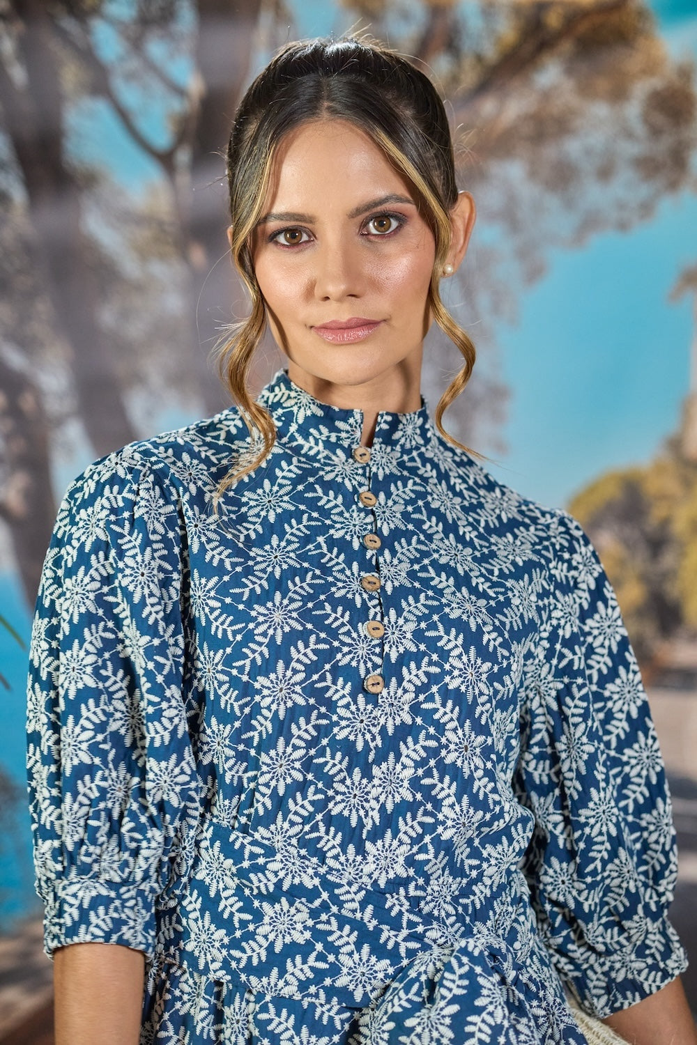 Corfu Eyelet Dress - Blue