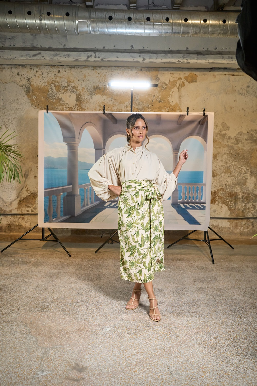 Elba Wrap Skirt - Printed Greens