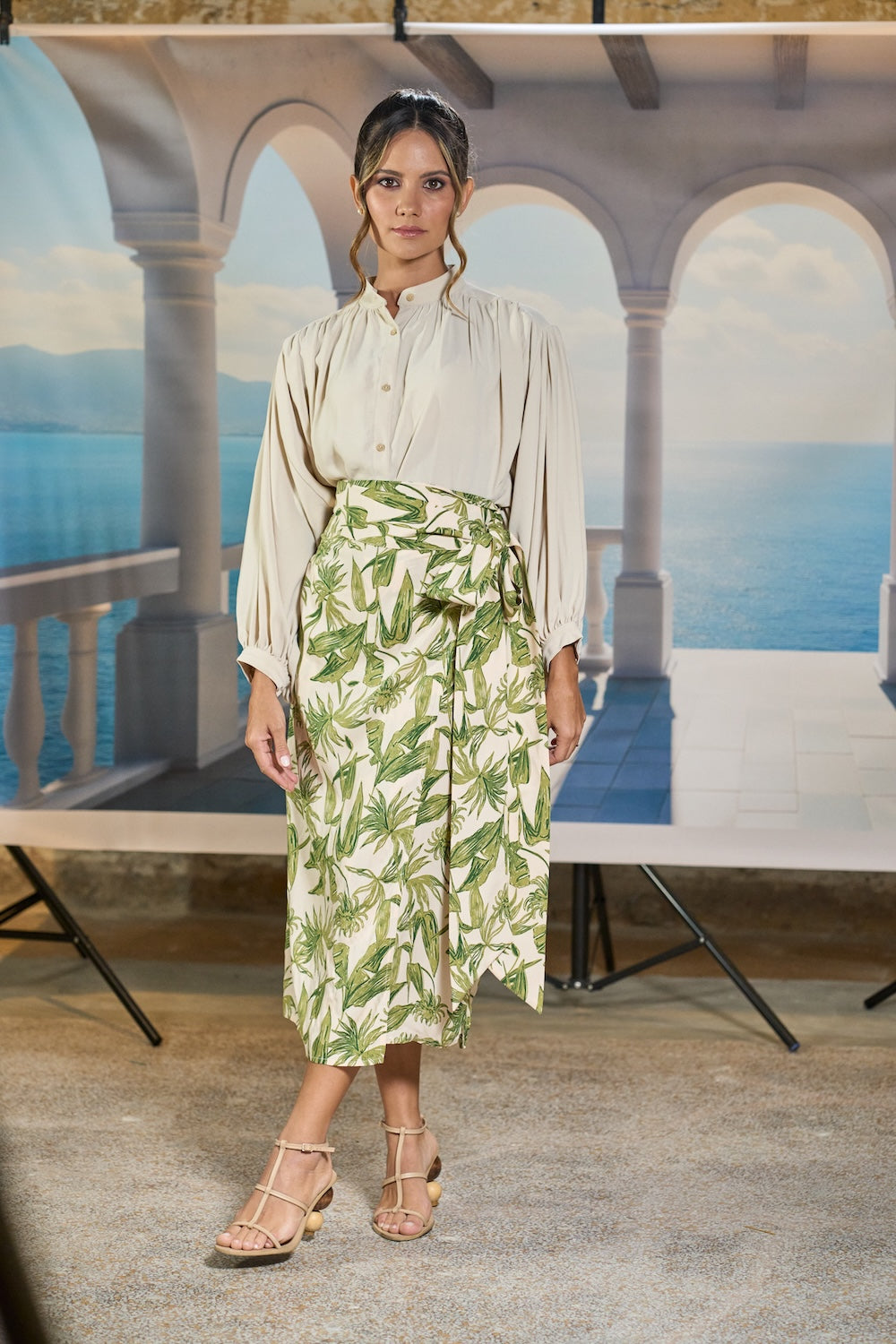 Elba Wrap Skirt - Printed Greens