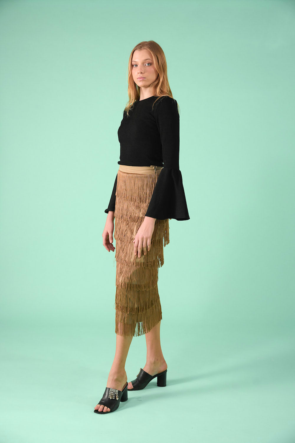 Ruela Fringe Skirt - Gold