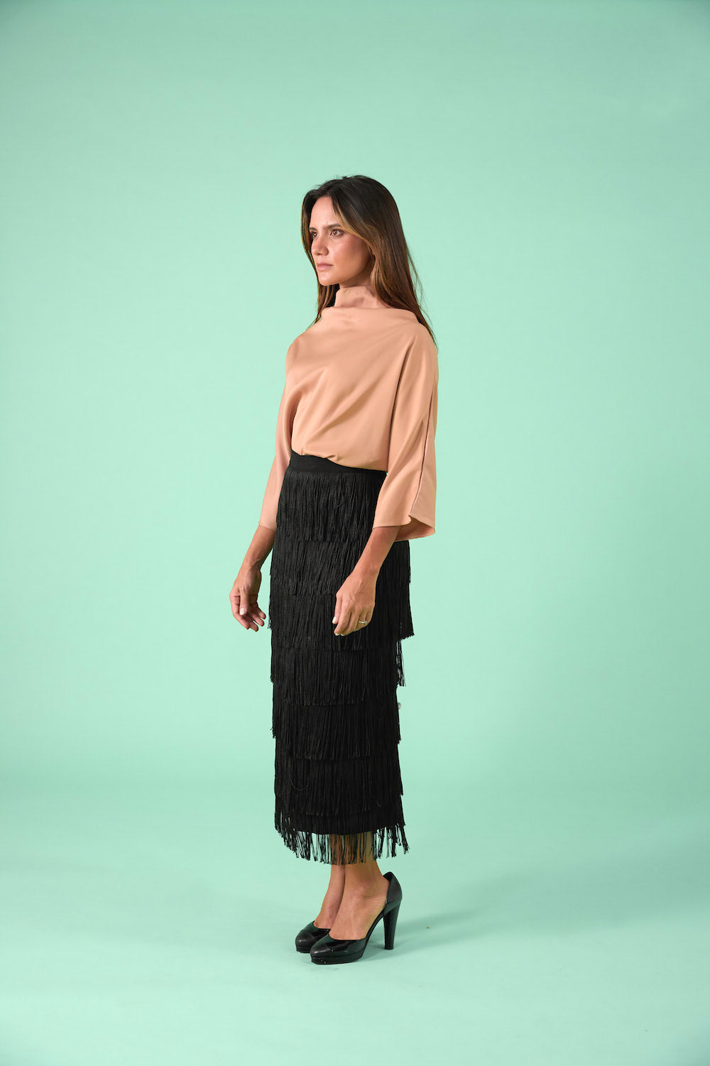 Ruela Fringe Skirt - Black