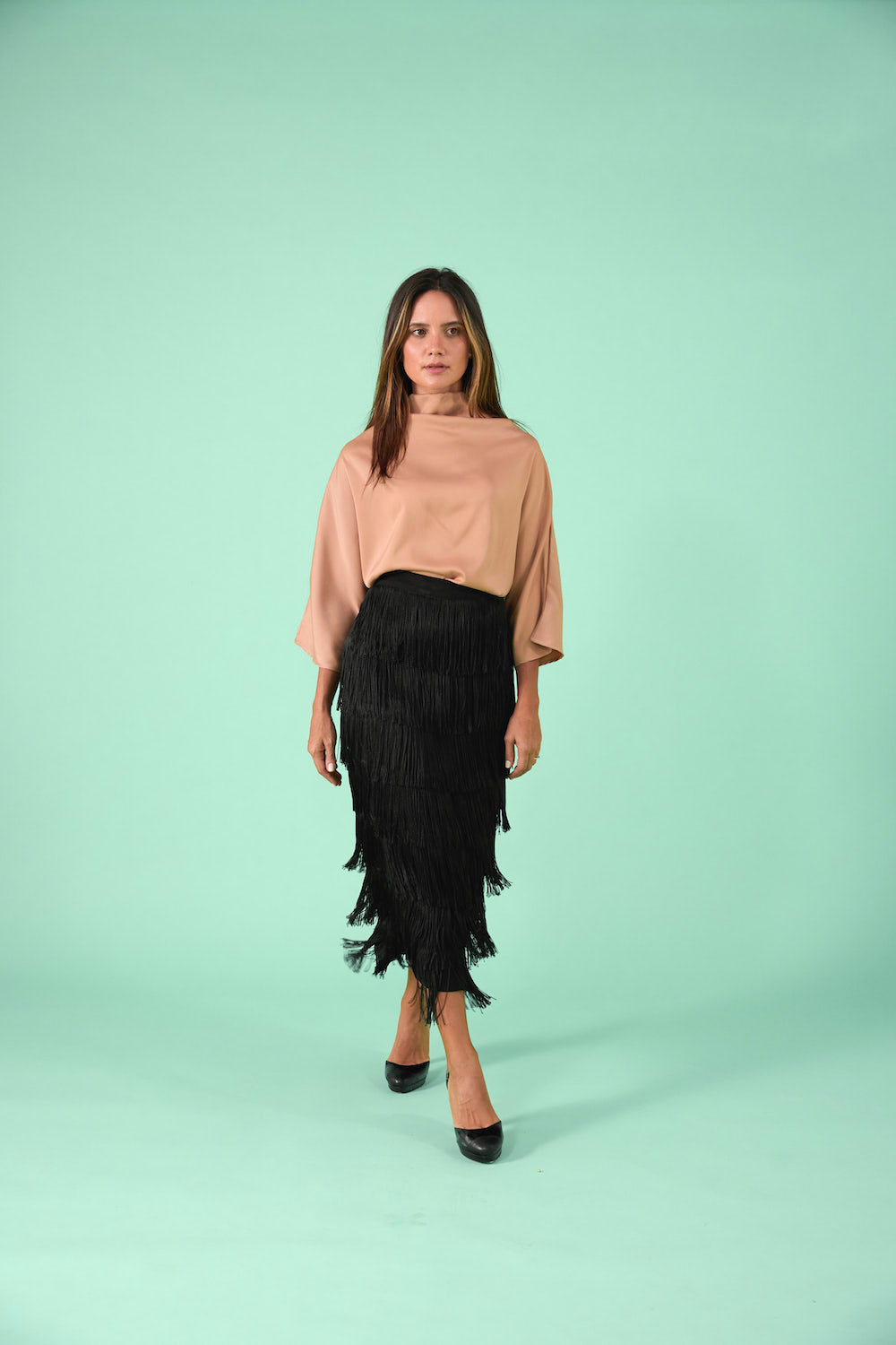 Ruela Fringe Skirt - Black
