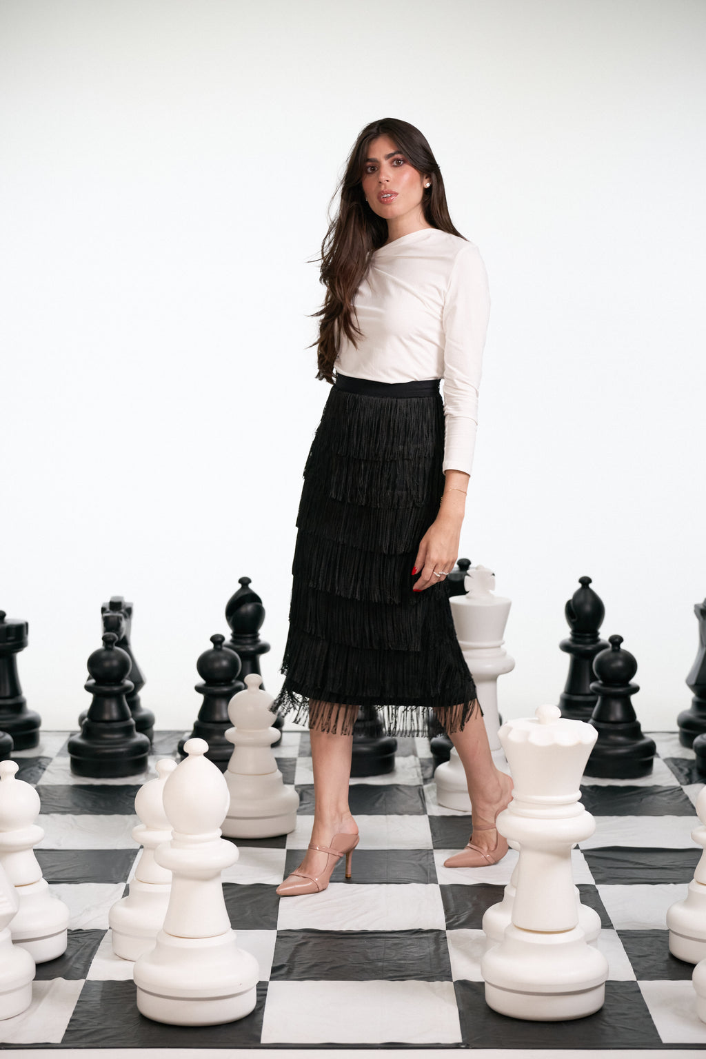 Ruela Fringe Skirt - Black