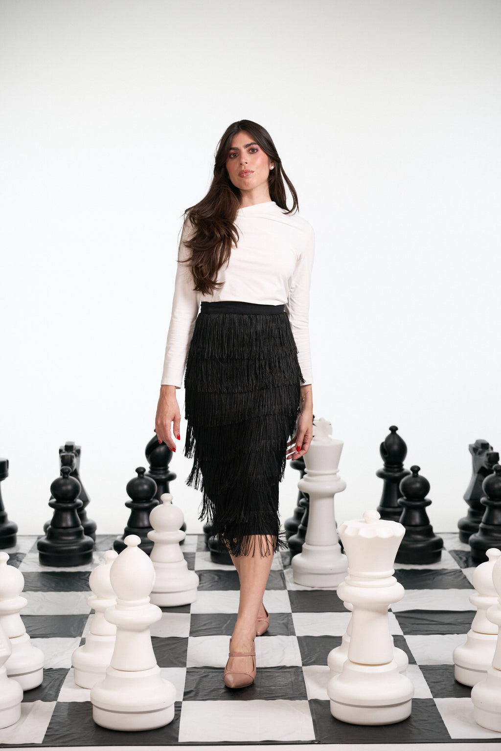 Ruela Fringe Skirt - Black