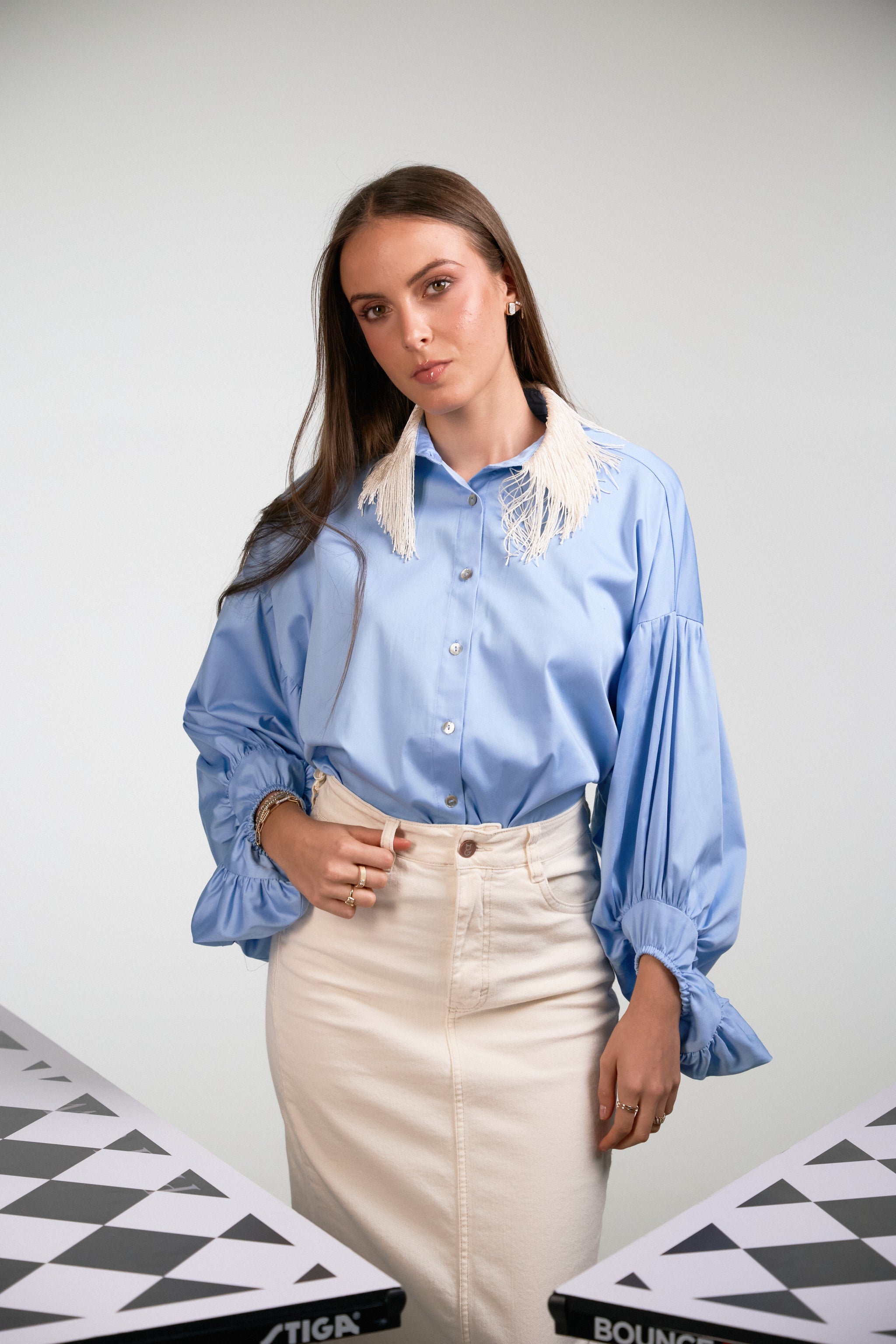 Mium Blue Fringe Shirt