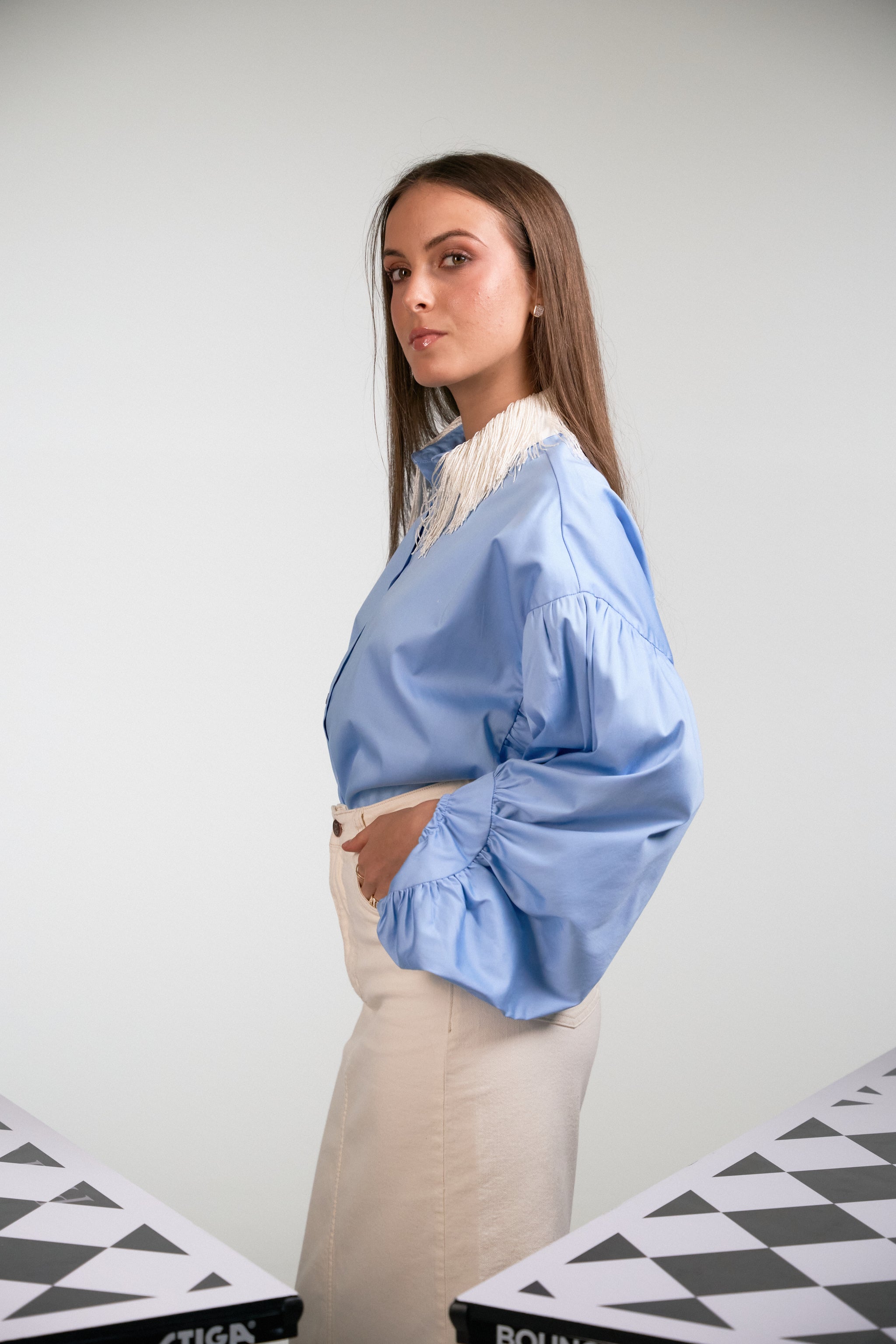 Mium Blue Fringe Shirt