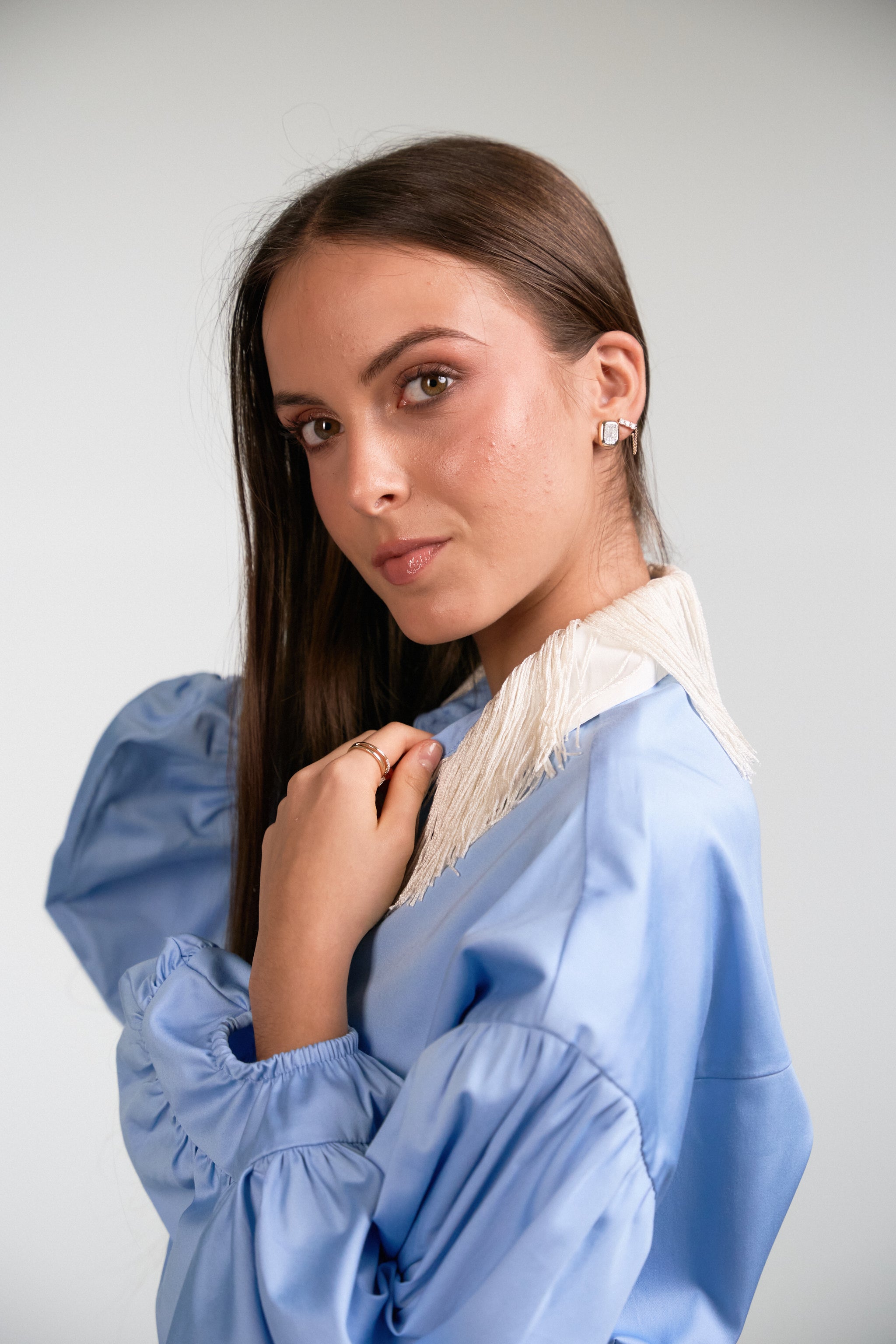 Mium Blue Fringe Shirt