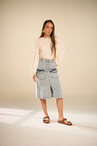 Morena Knee Lenght  Denim Skirt