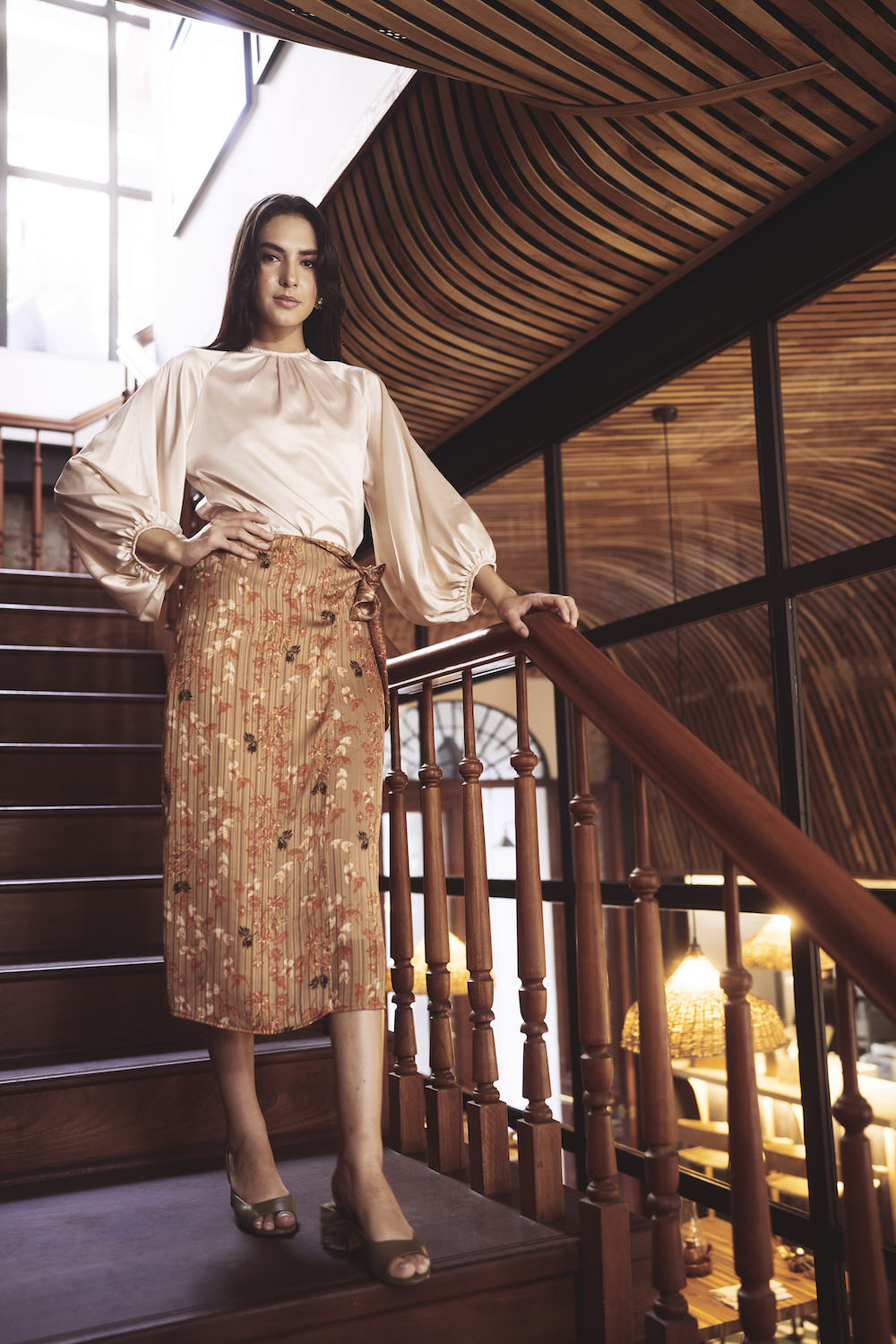 Bianca Wrap Around Coffee Midi Skirt -PREORDER