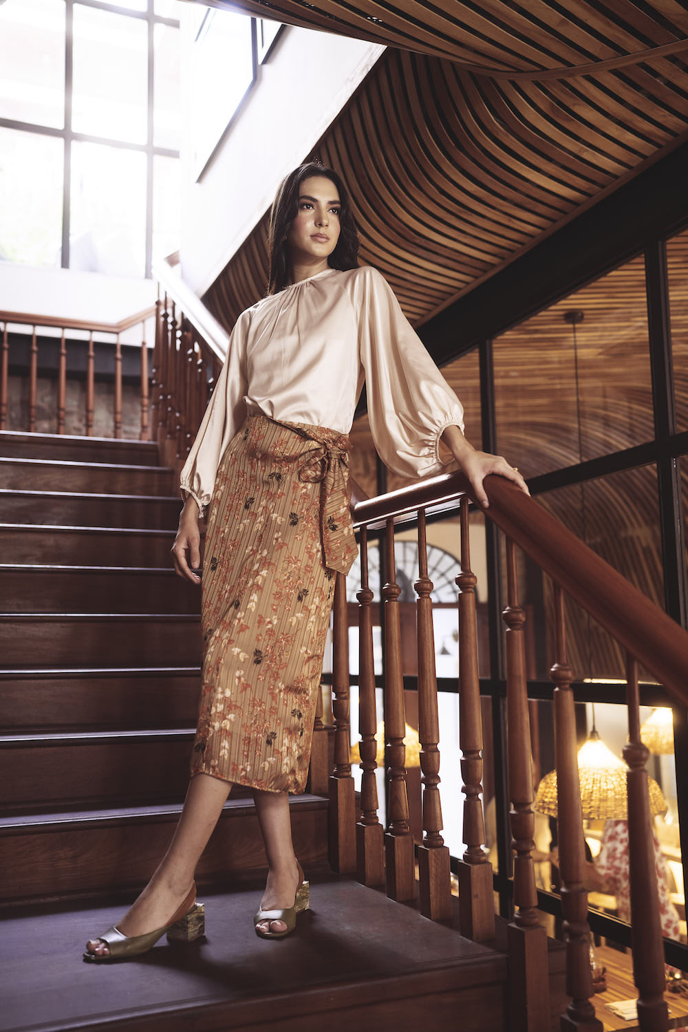 Bianca Wrap Around Coffee Midi Skirt -PREORDER