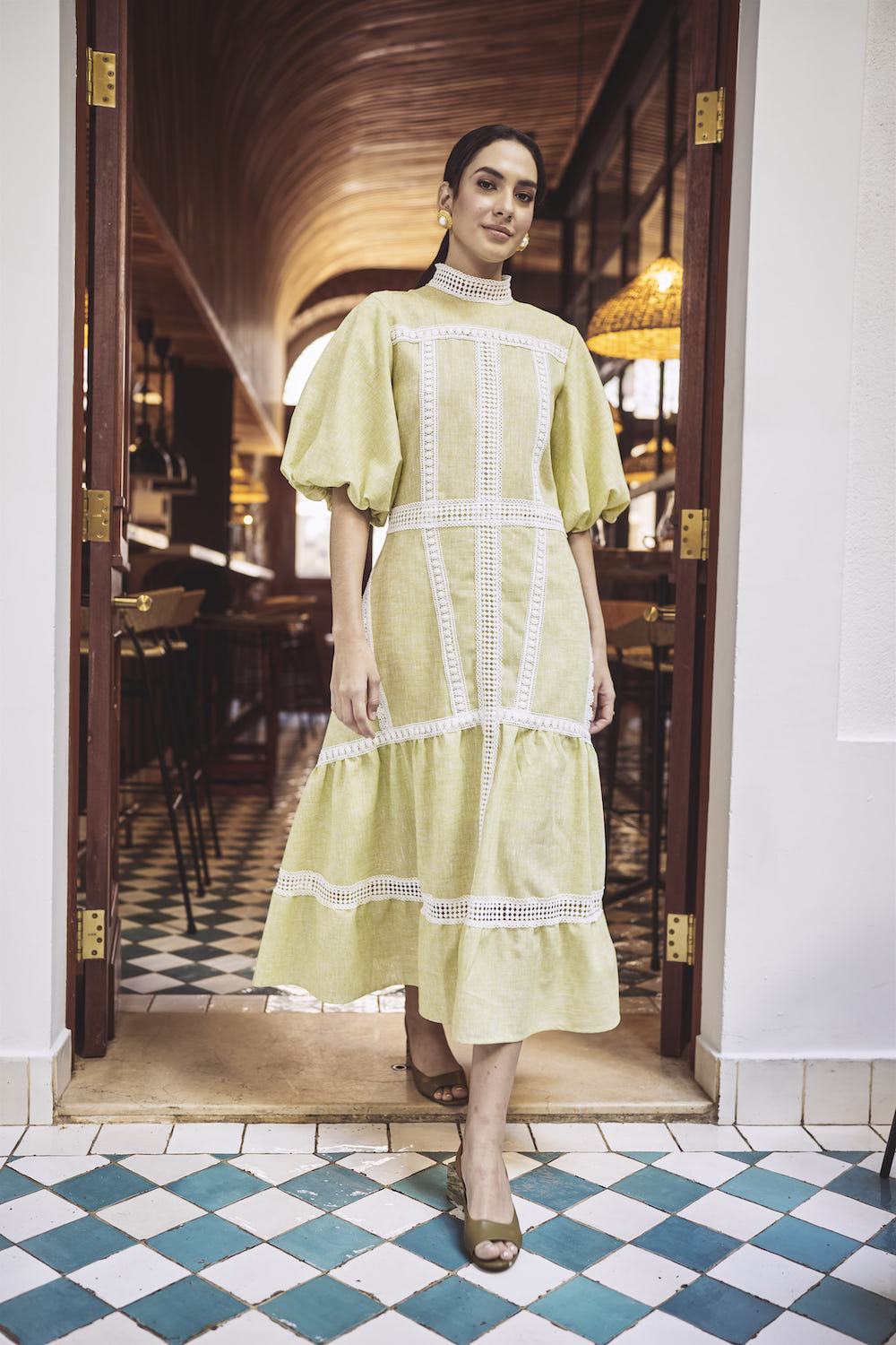 Paloma Linen Dress - Lime