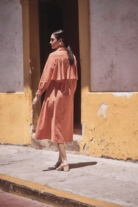 Renata Linen Dress - Coral