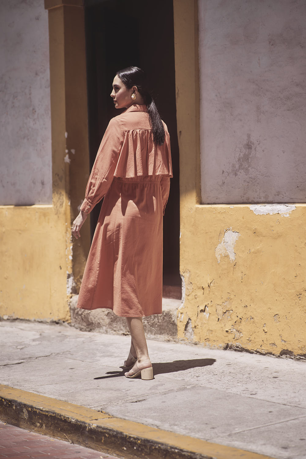 Renata Linen Dress - Coral