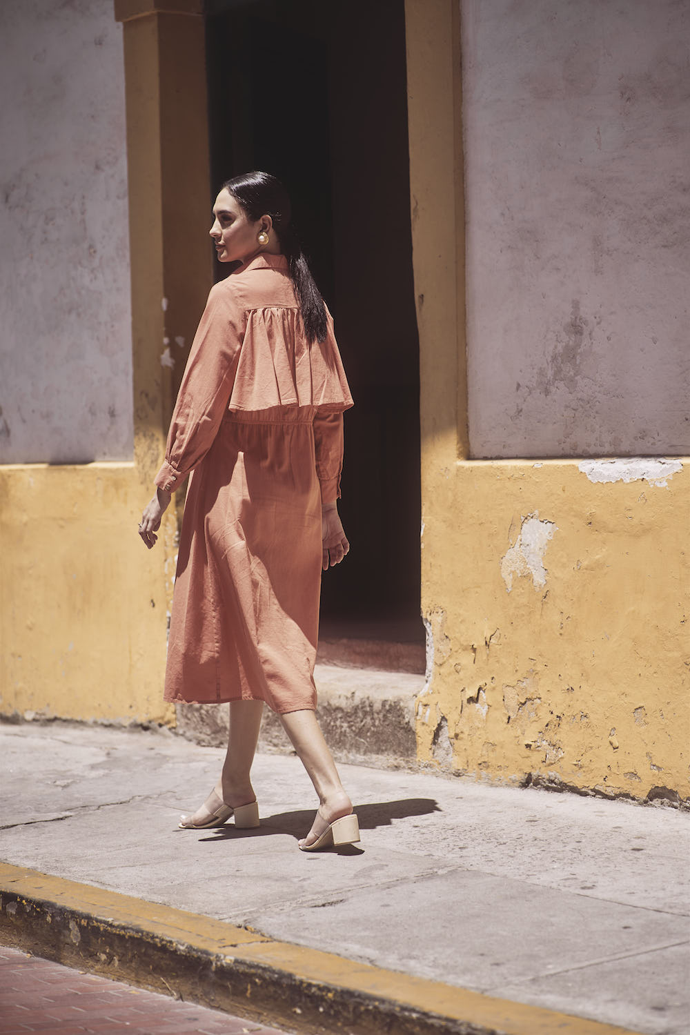 Renata Linen Dress - Coral