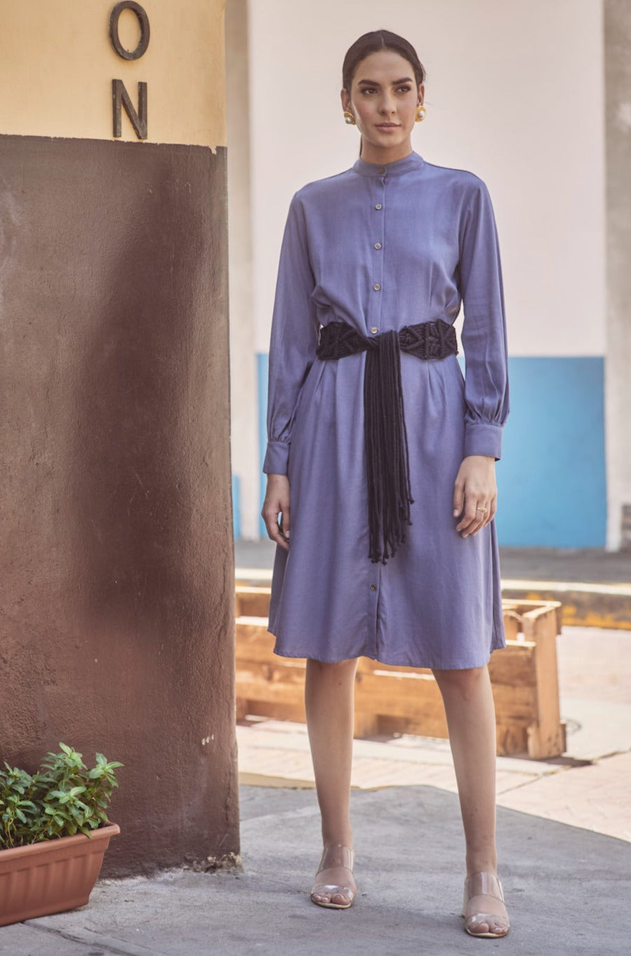 Amara Macrame Dress - Blue