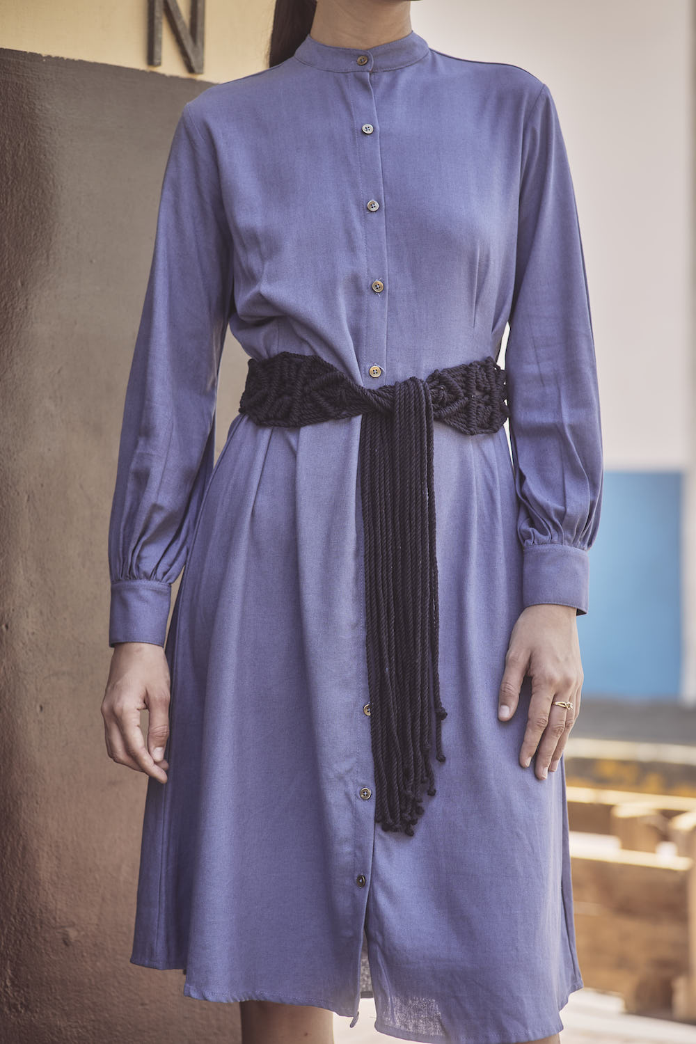 Amara Macrame Dress - Blue