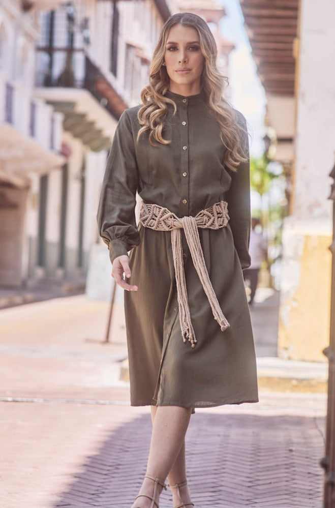 Amara Macrame Dress - Army