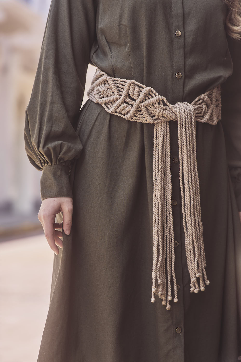 Amara Macrame Dress - Army
