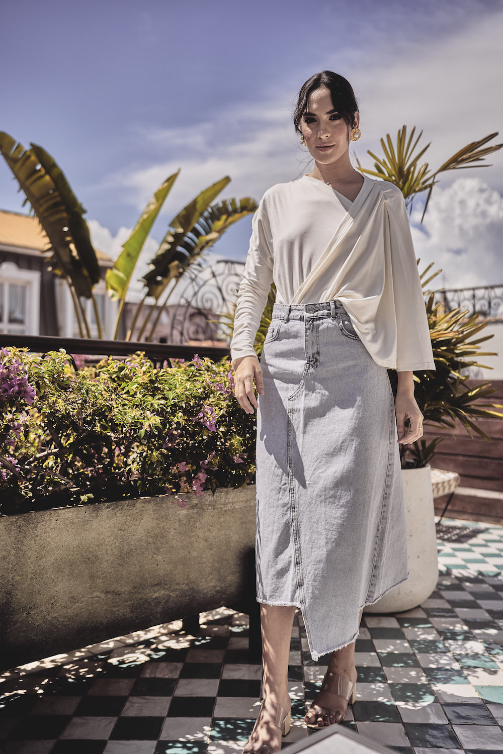 Mavel Uneven Skirt - Light Denim
