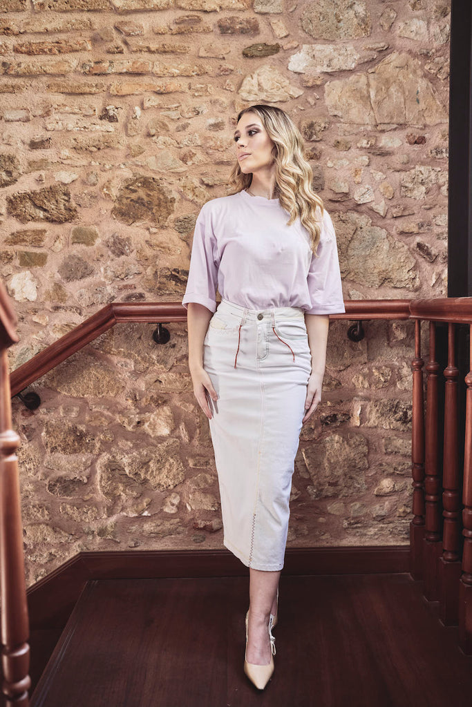 Merey White Midi Denim Skirt – Gatorecato