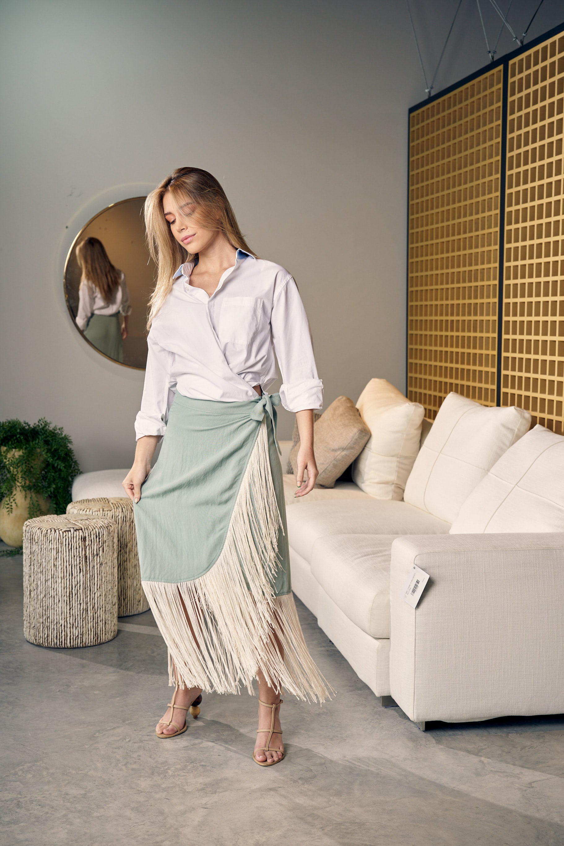 Sunset Fringe Skirt - MINT