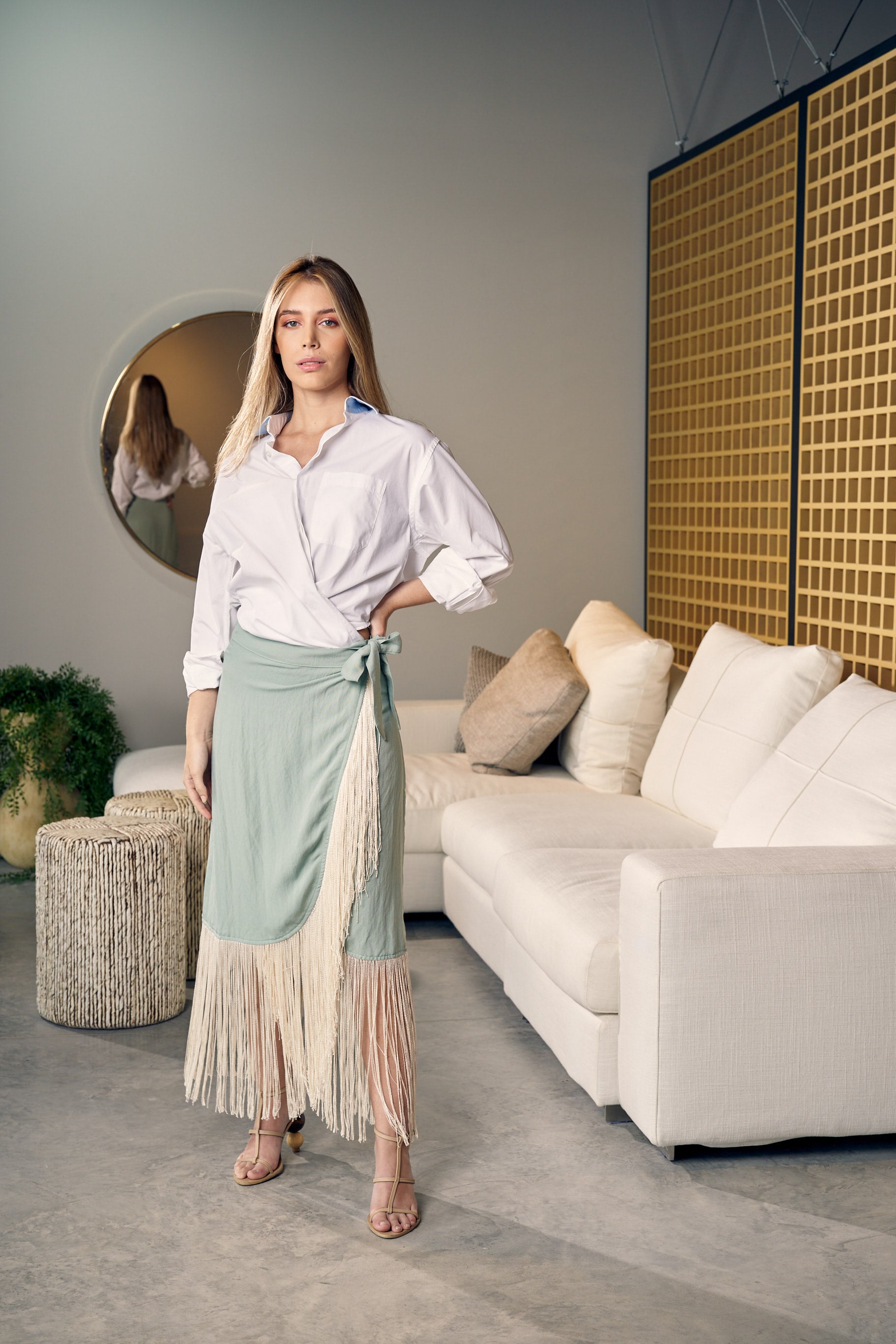 Sunset Fringe Skirt - MINT