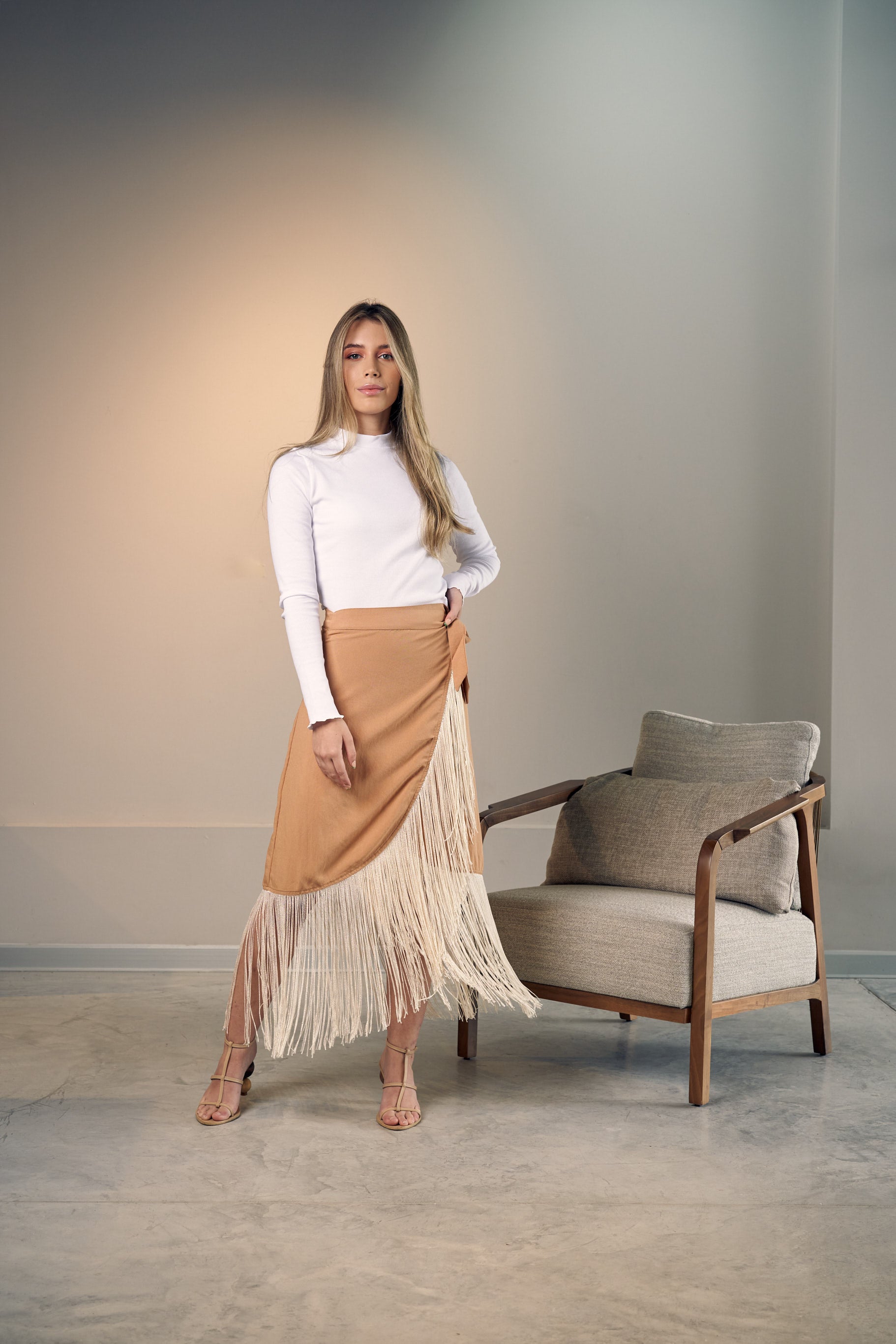 Sunset Fringe Skirt - Khaki