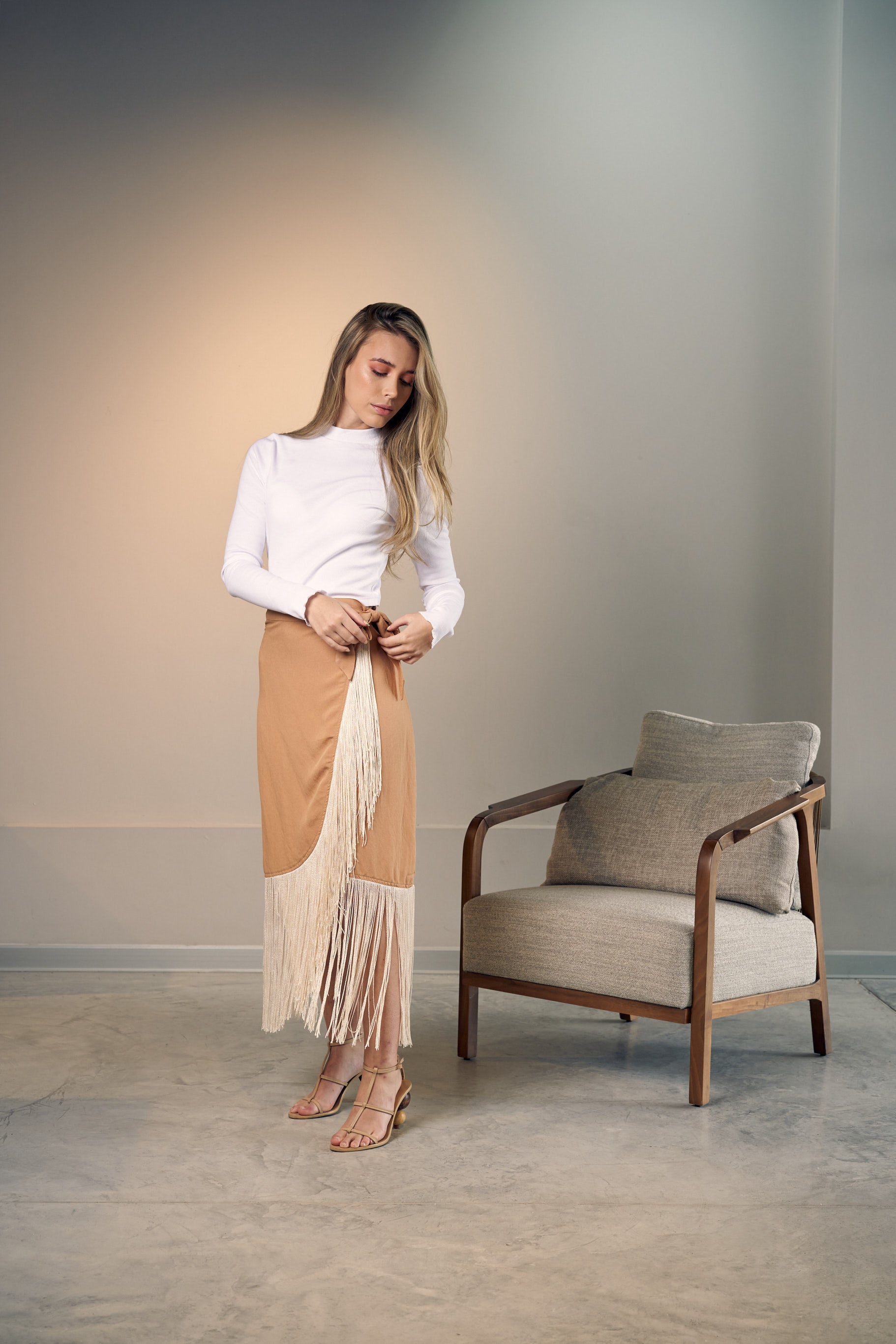 Sunset Fringe Skirt - Khaki
