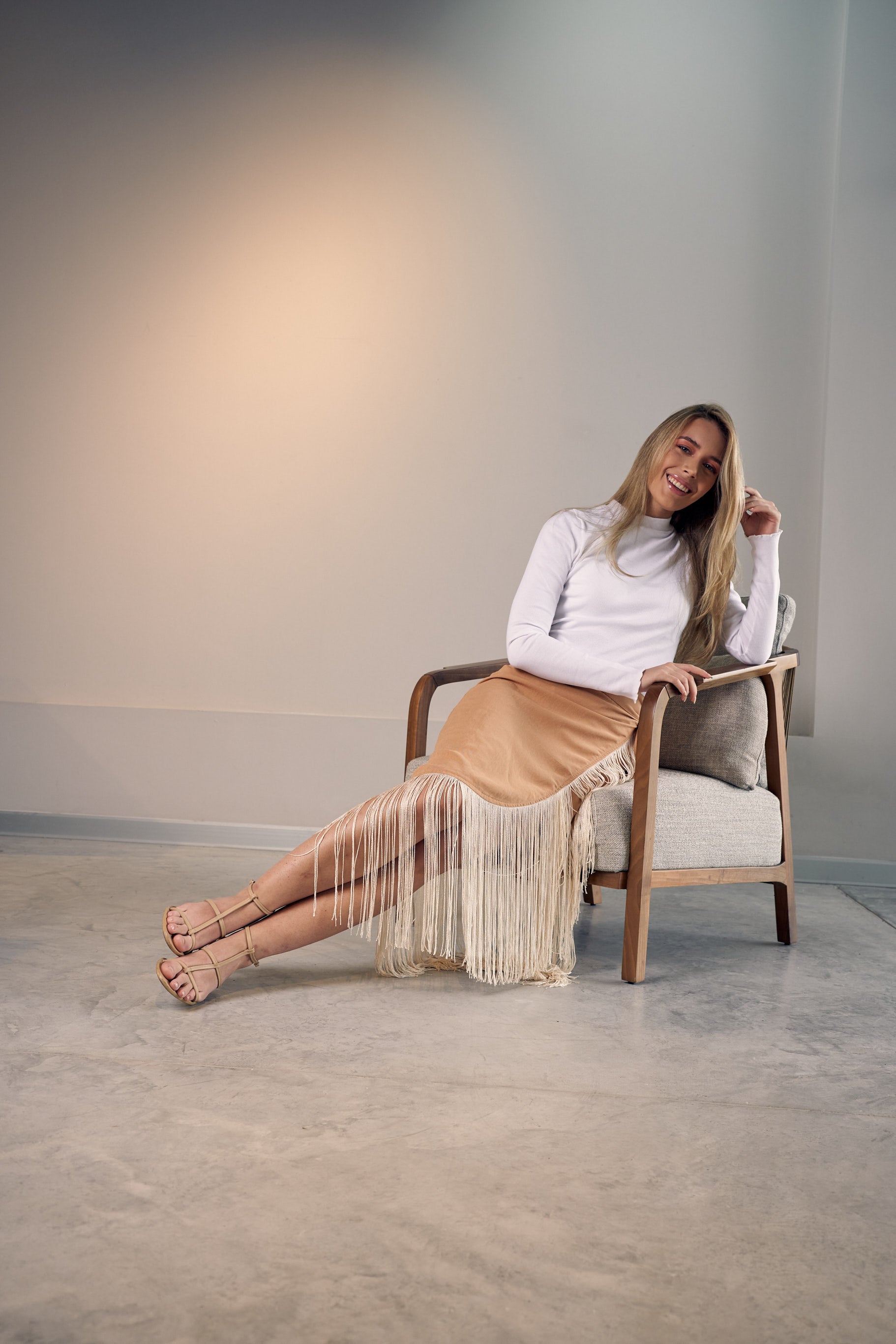 Sunset Fringe Skirt - Khaki