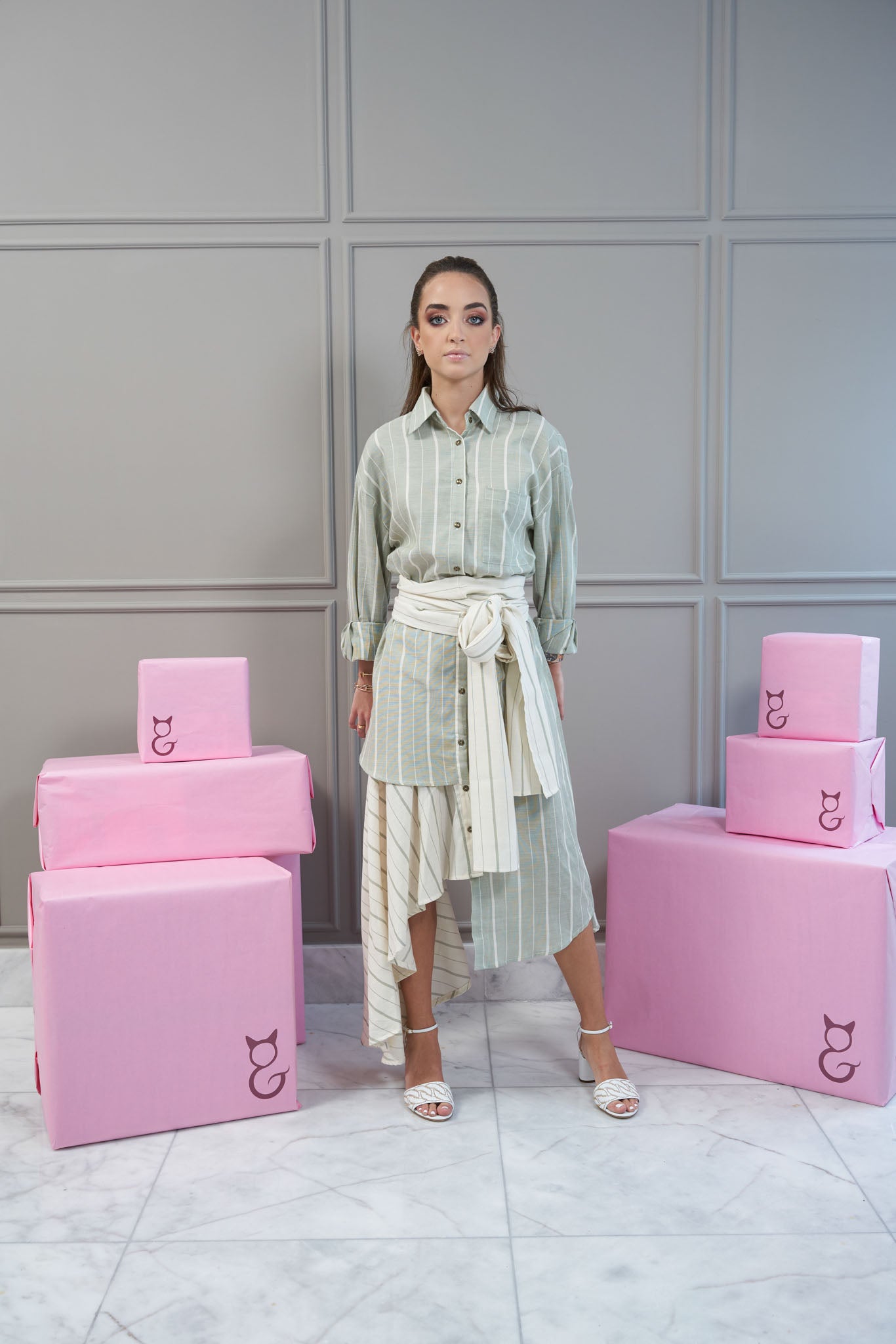Alesa Linen Asymetric Dress - Mint