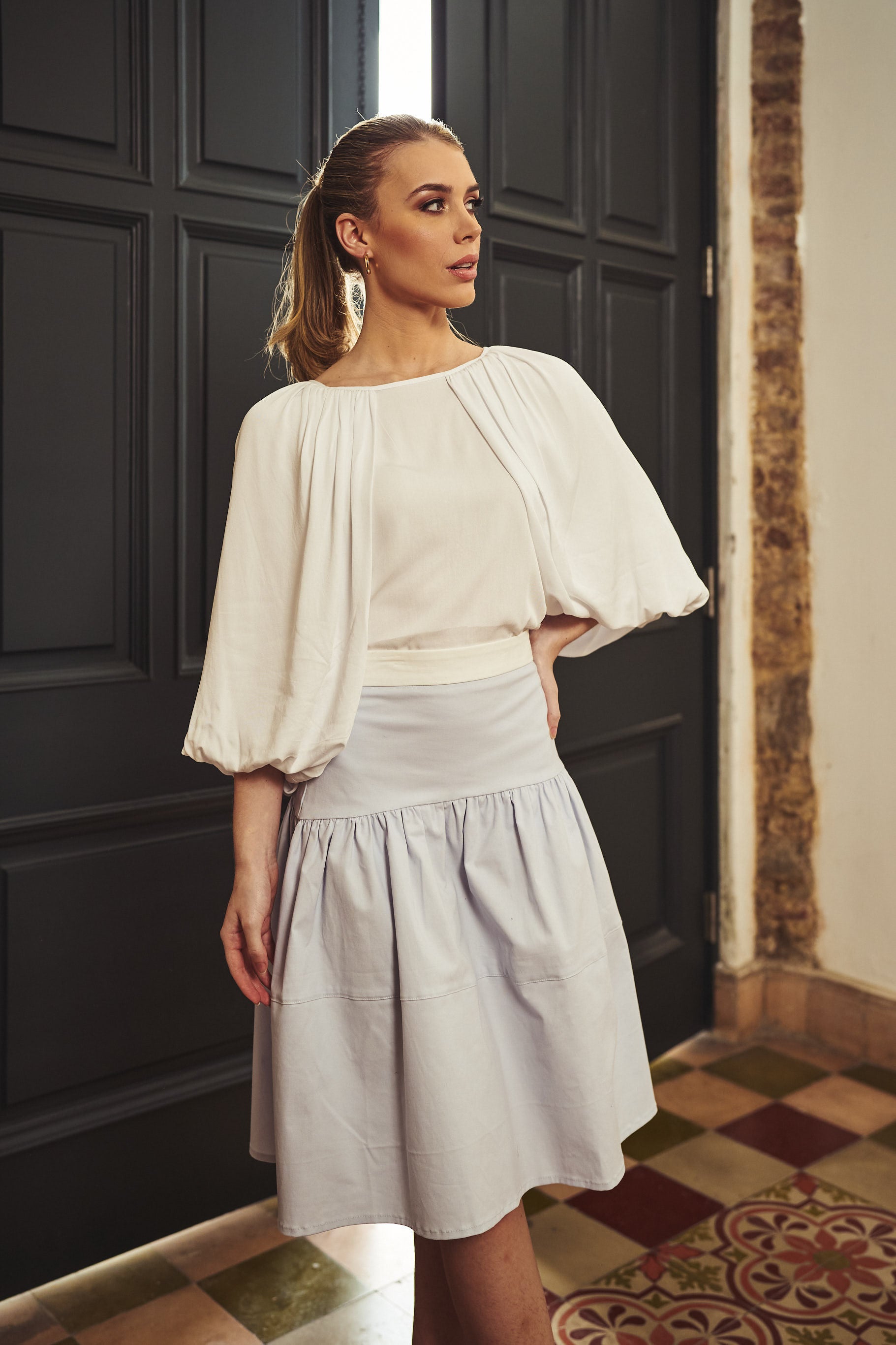 Linda Tier Skirt - BABY BLUE