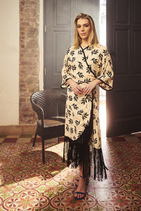 Sunset Kimono Wrap Dress - Black Cream