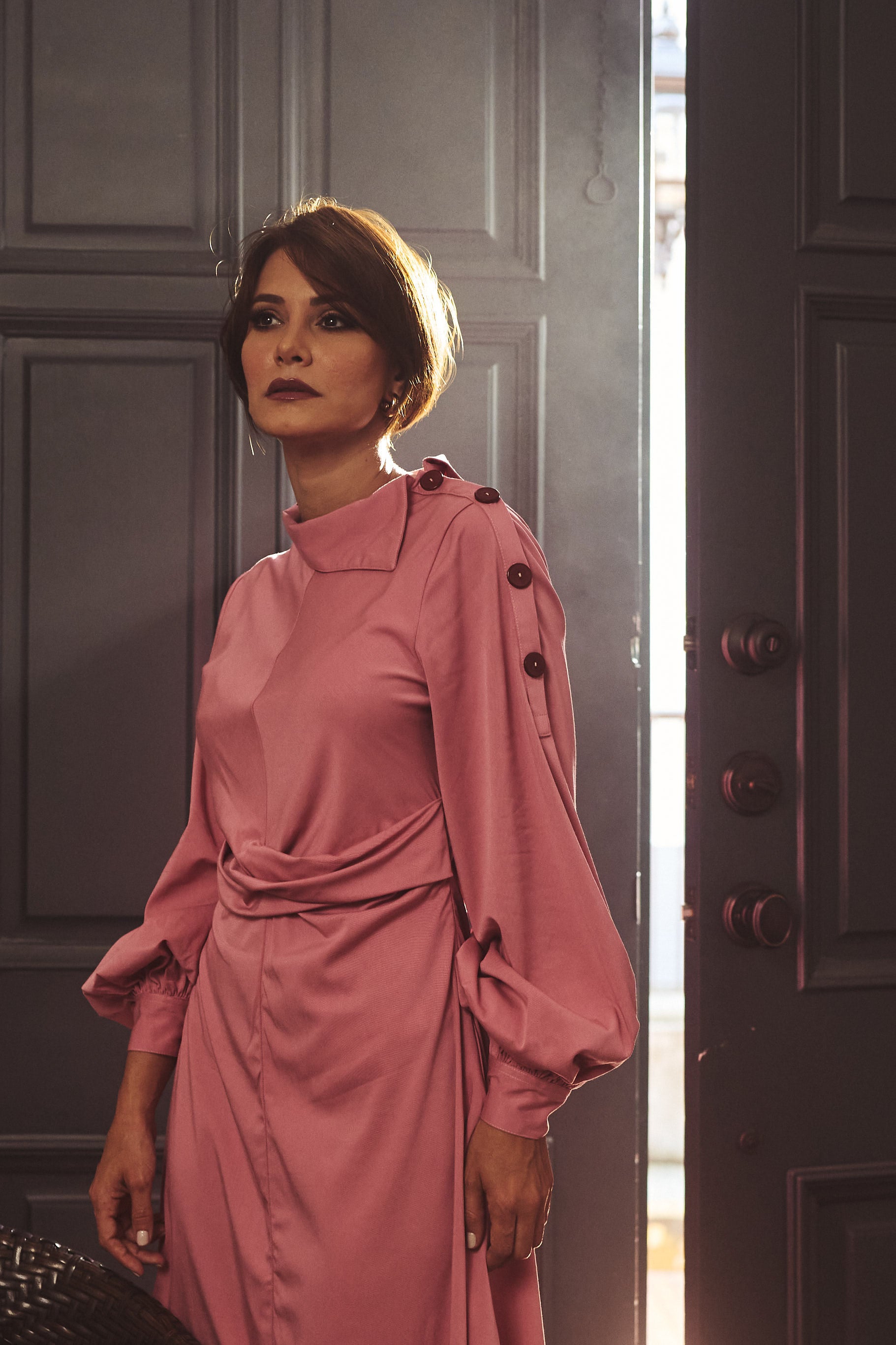 Crossed Waist Francine Dress - PINK
