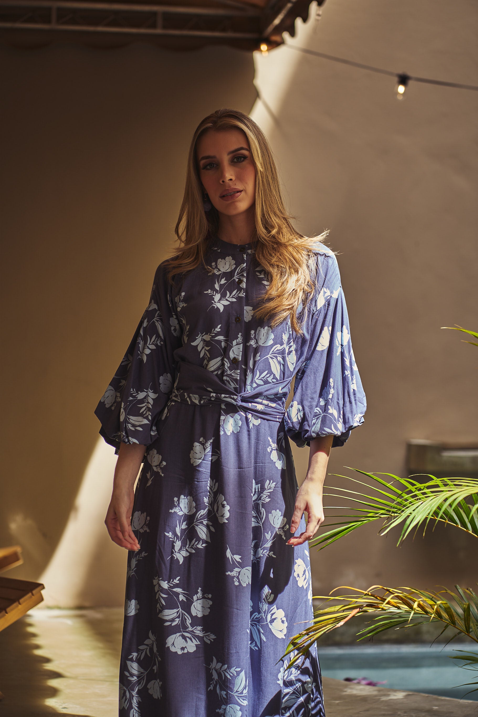 Knotted Maxi Dress - Flower Printed Cotton