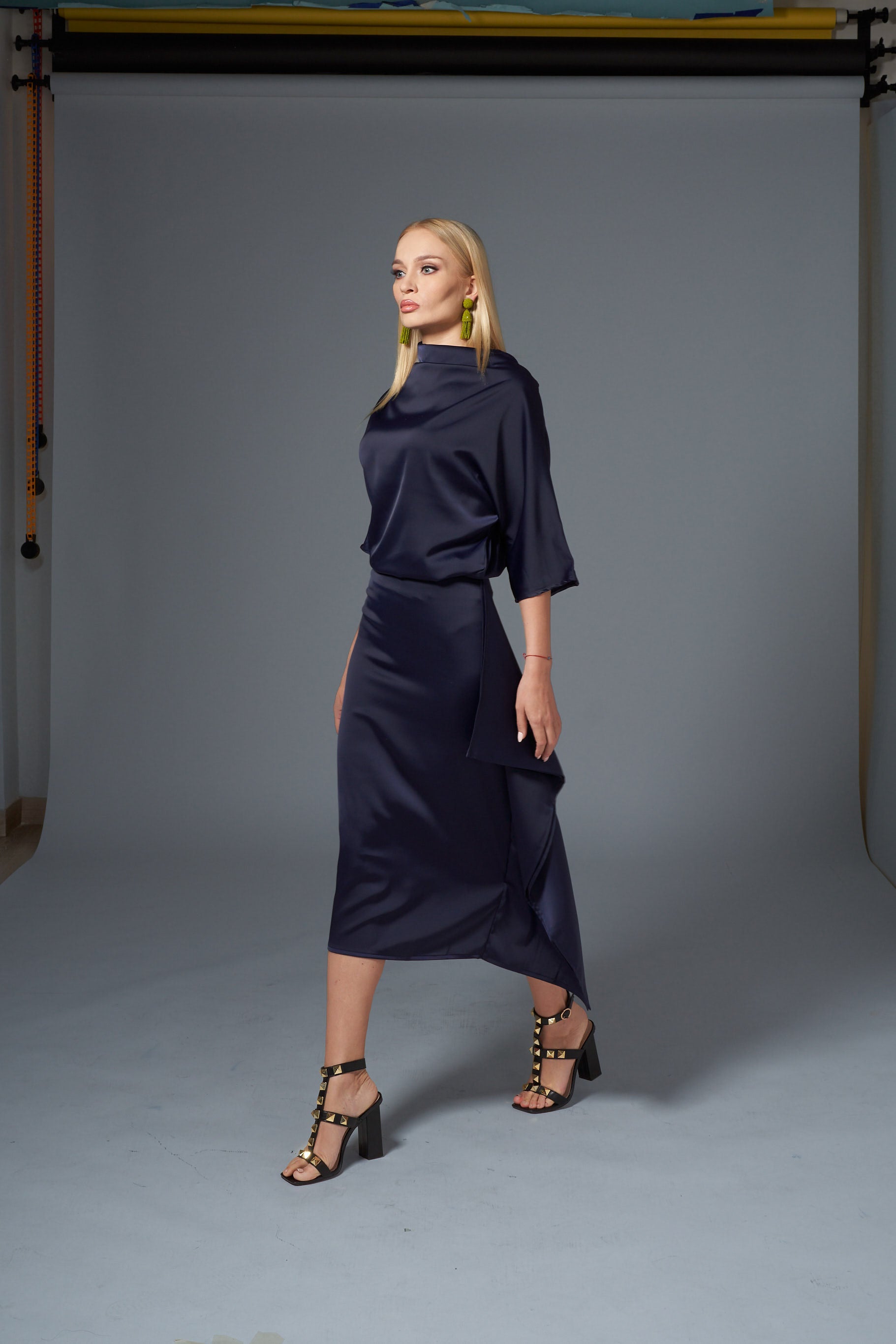 Alexa Asymmetric Shirt - Dark blue