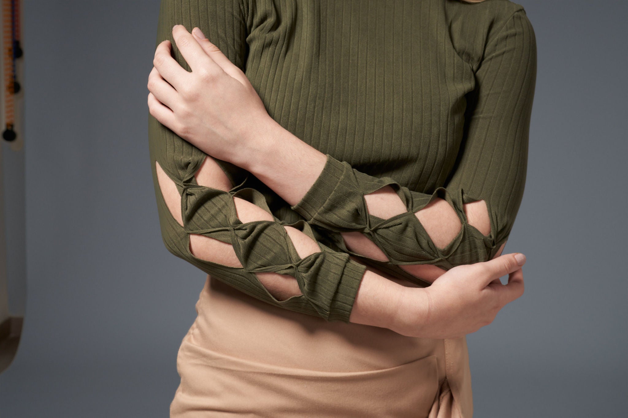 Alice Braided Ribbed Tshirt - ARMY