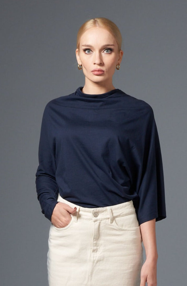 Lori Asymmetric Tshirt - NAVY