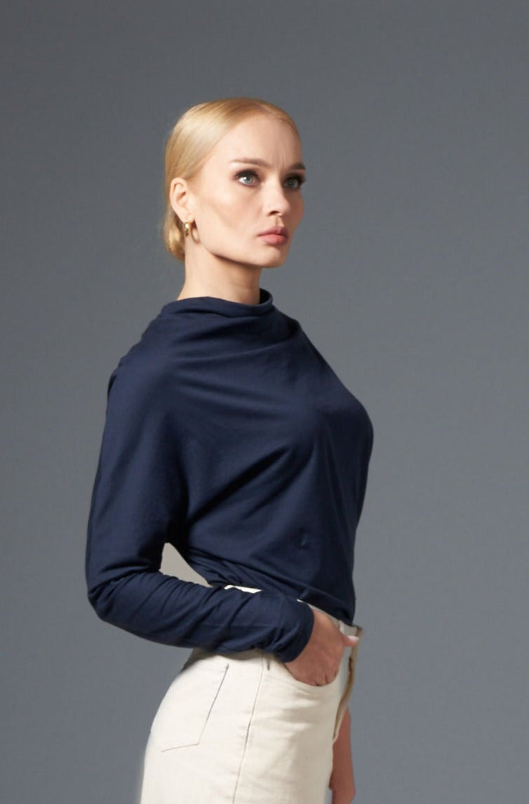 Lori Asymmetric Tshirt - NAVY