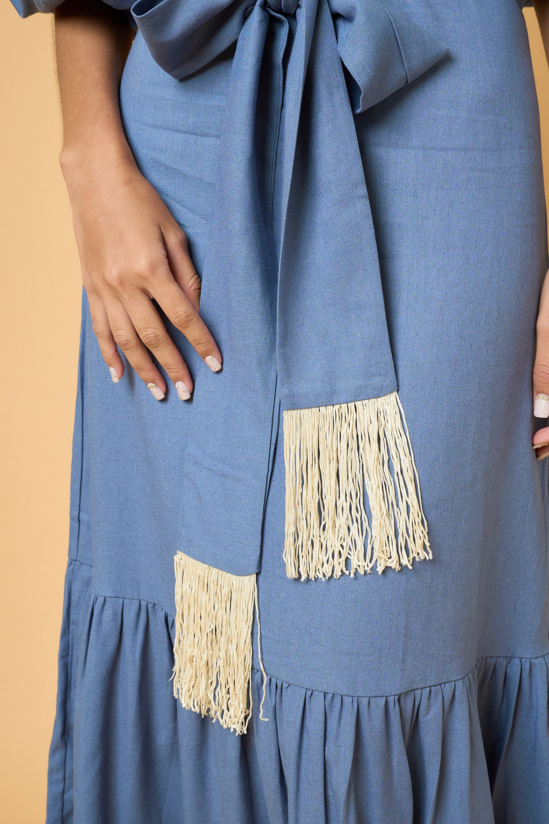 Linen Aye Amour Dress -Cobalt Blue
