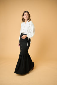 Victoria Black Denim Maxi Skirt