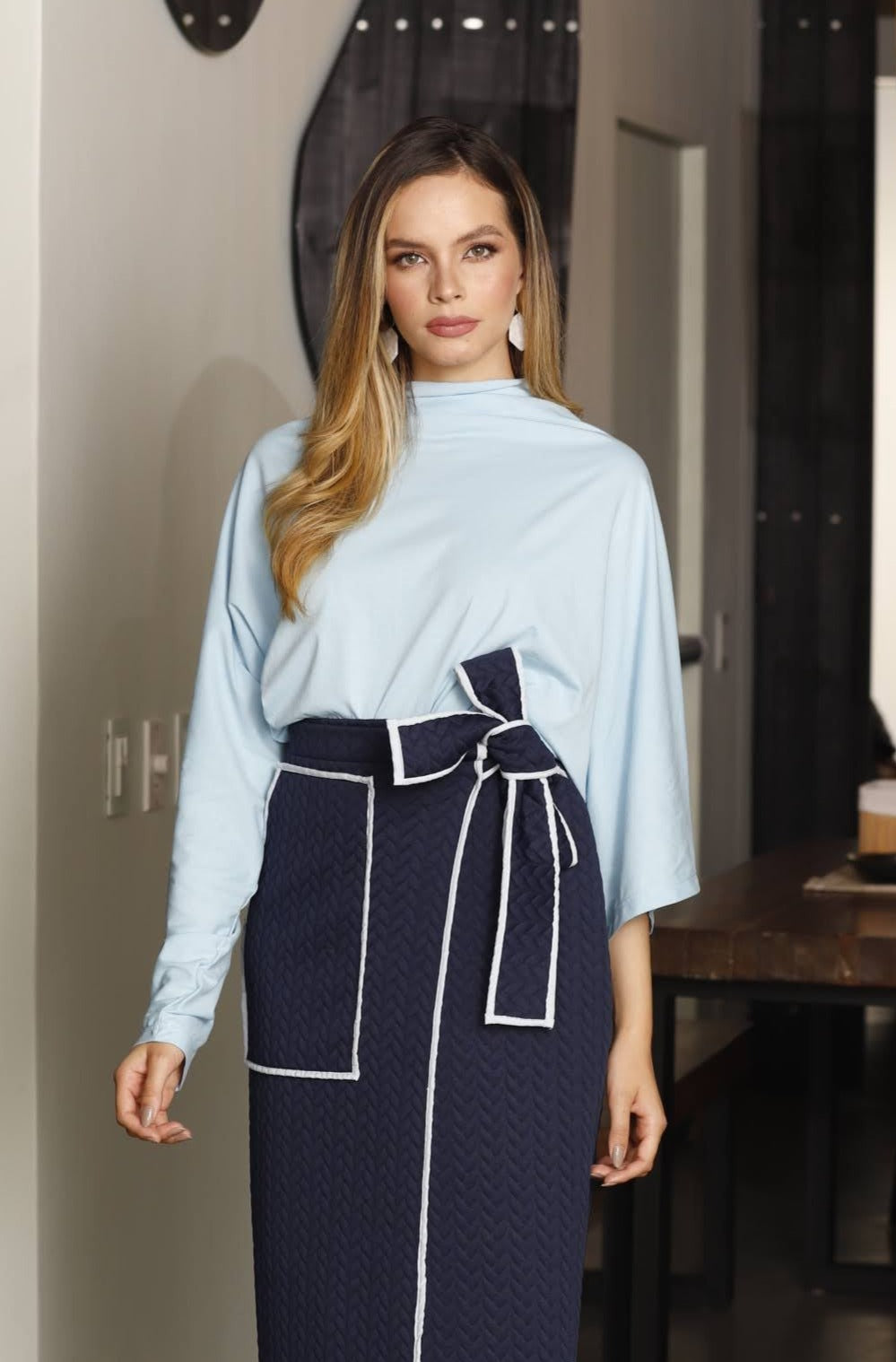 Lori Asymmetric Tshirt - Light Blue