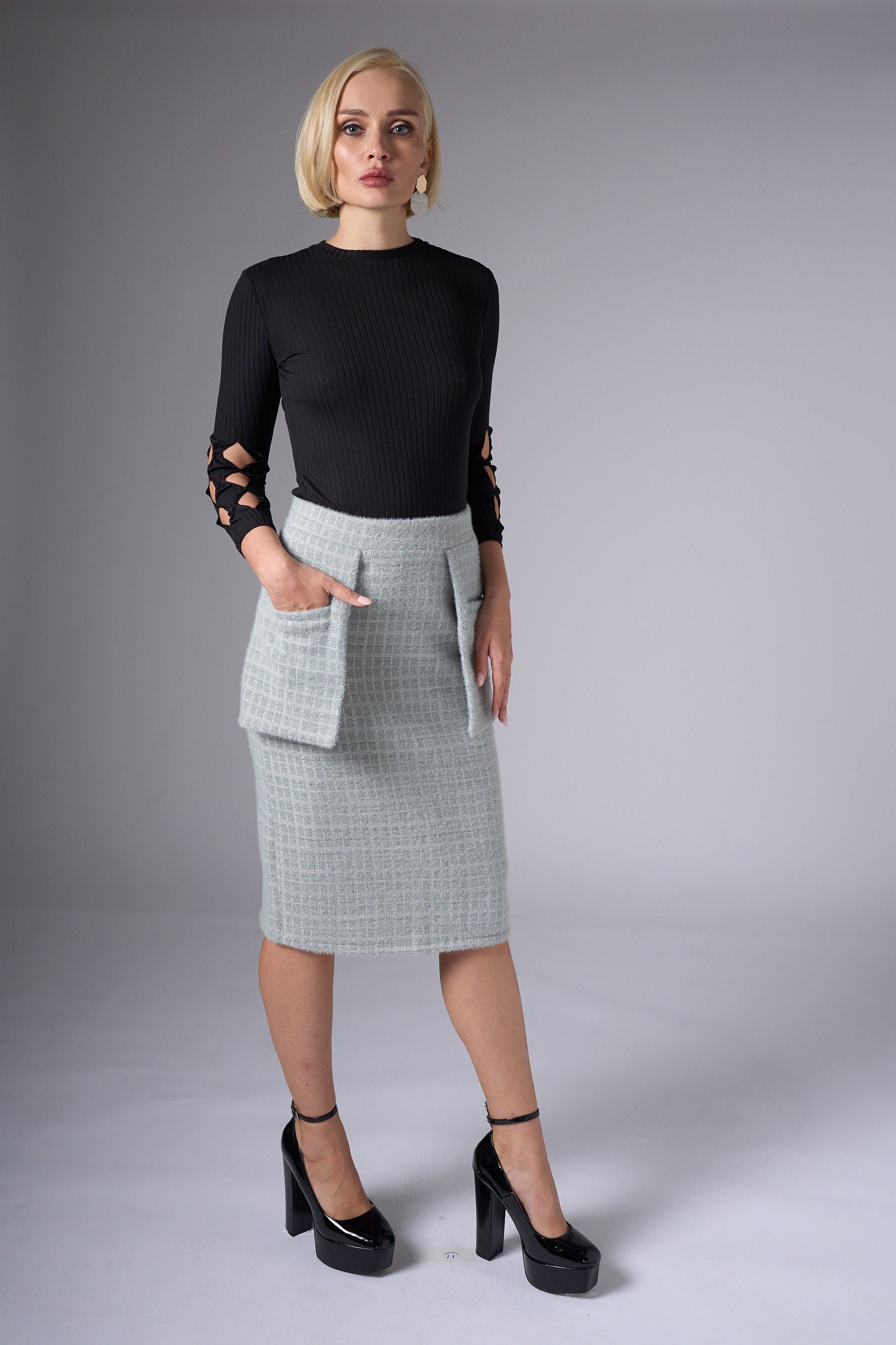 Pamela Pocket Skirt - Gray Whool