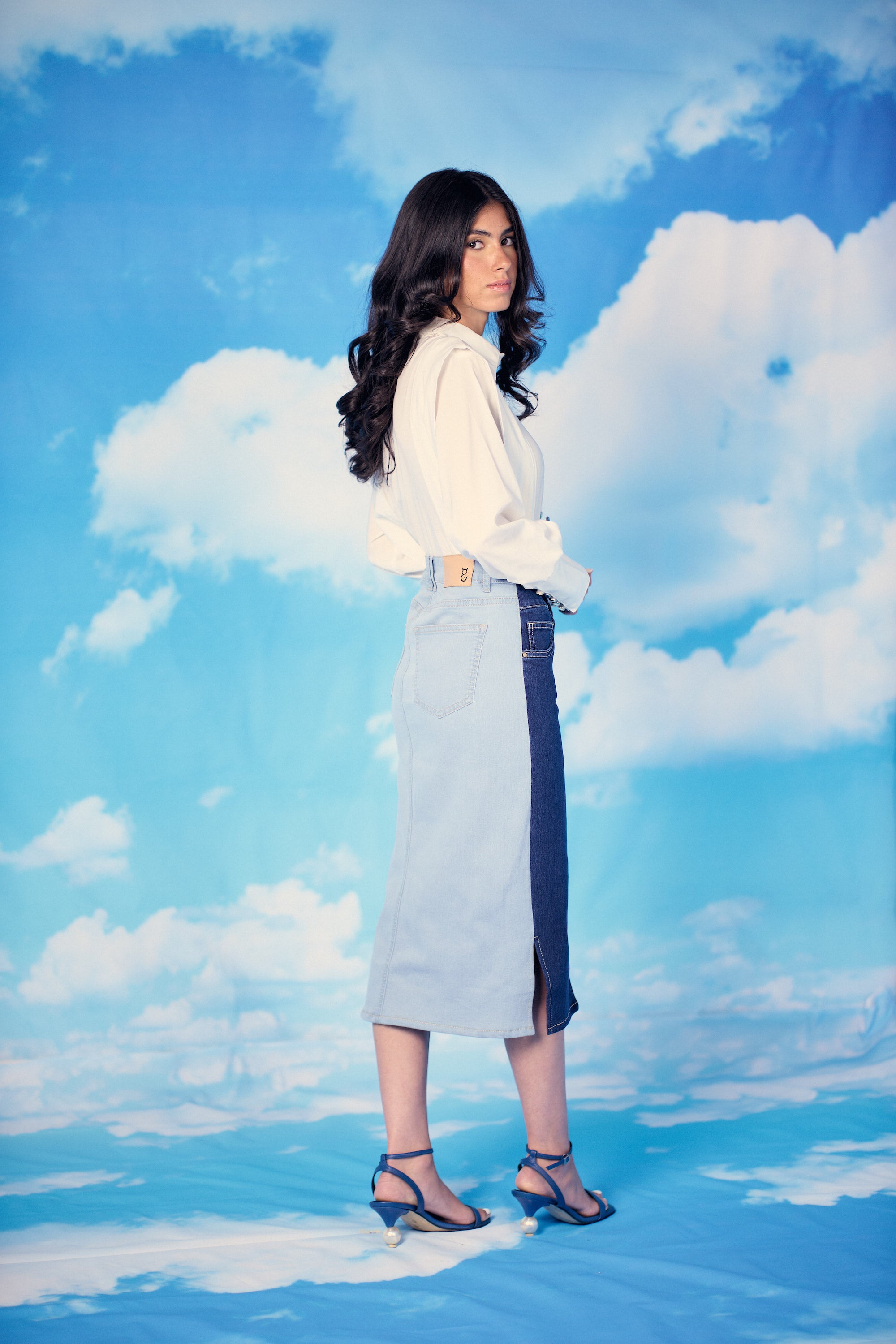 Leslie Double Denim Skirt