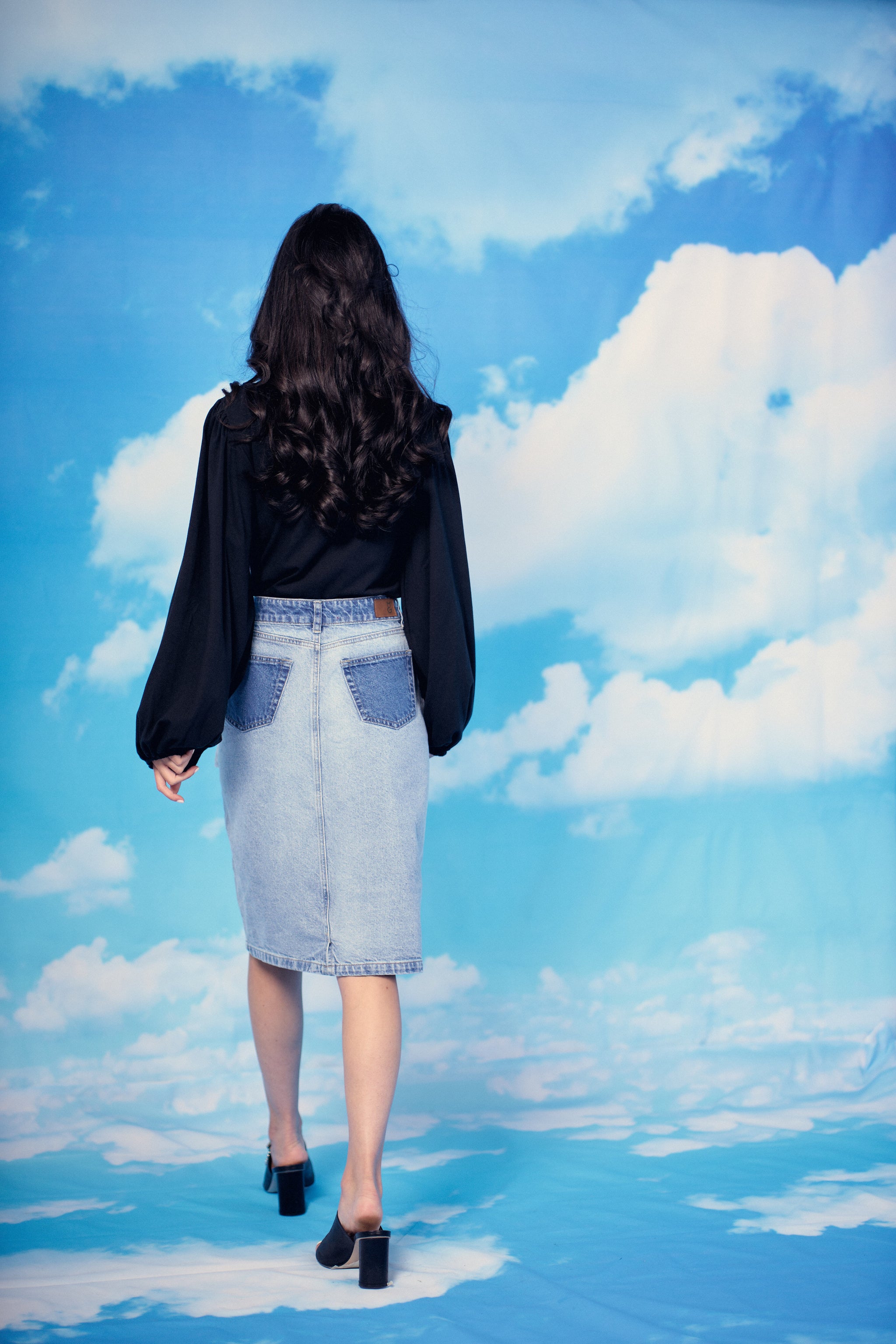 Reverse Denim Pocket Skirt