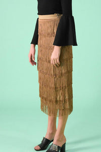 Ruela Fringe Skirt - Gold