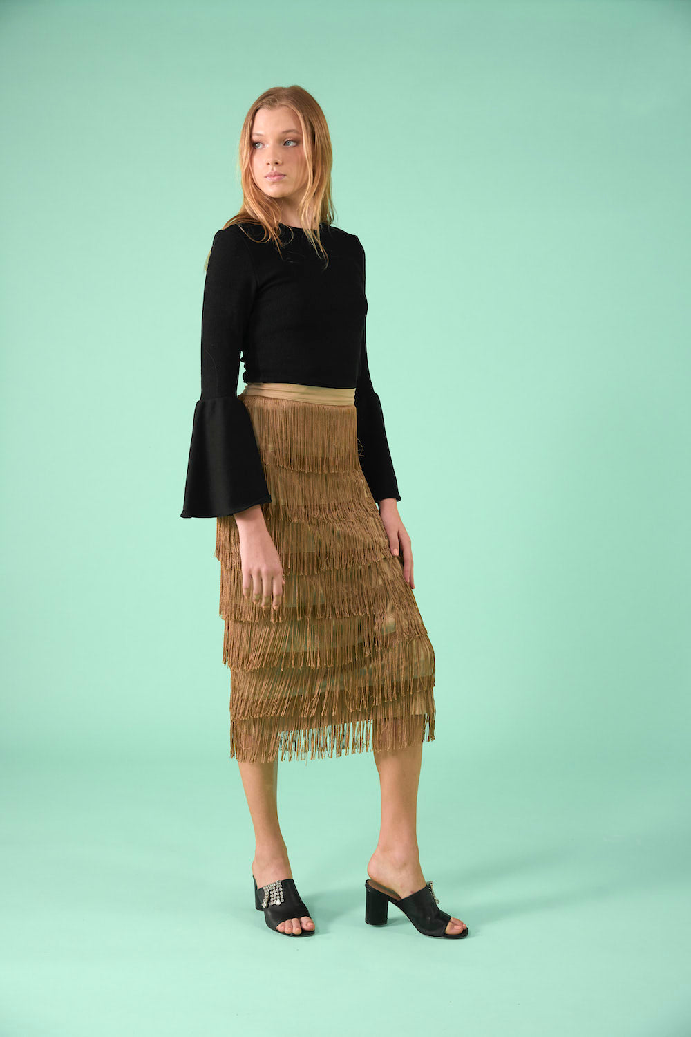 Ruela Fringe Skirt - Gold