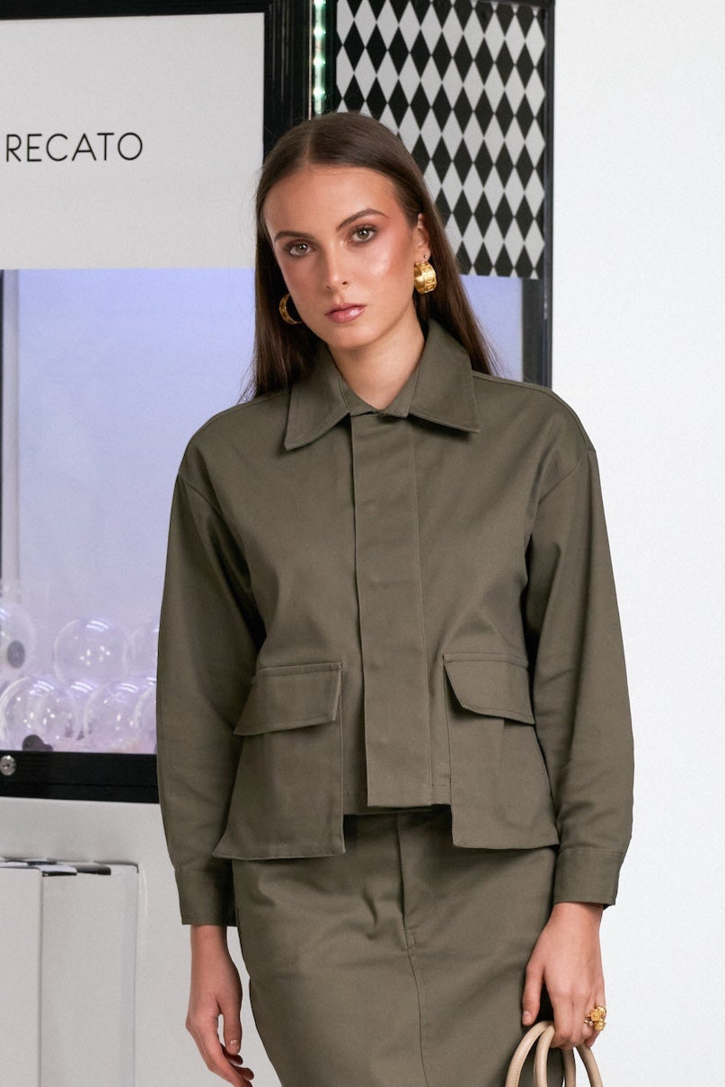 Sonia Crop Jacket - Khaki