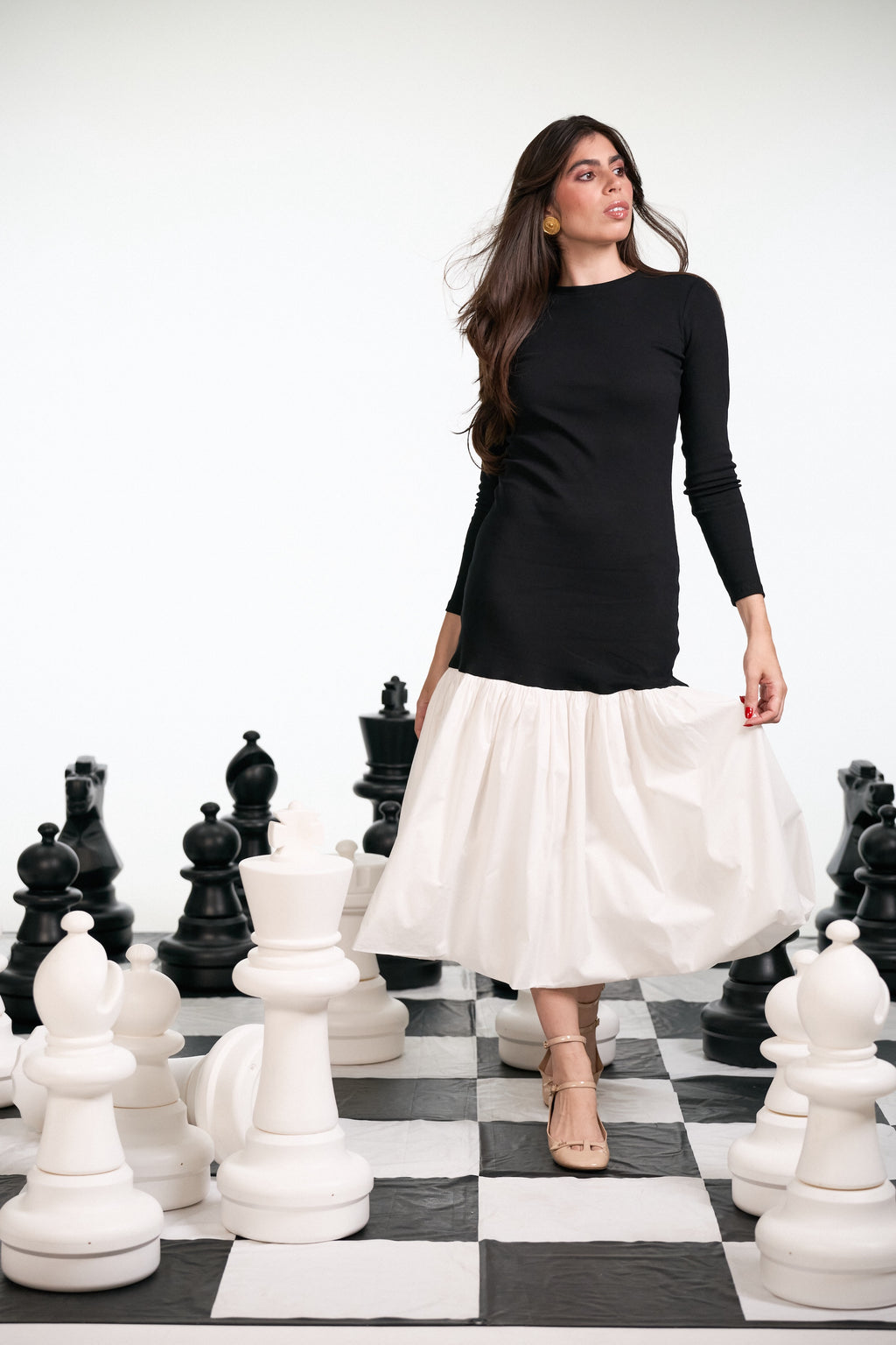Sofia Ribbed Dress - BLACK